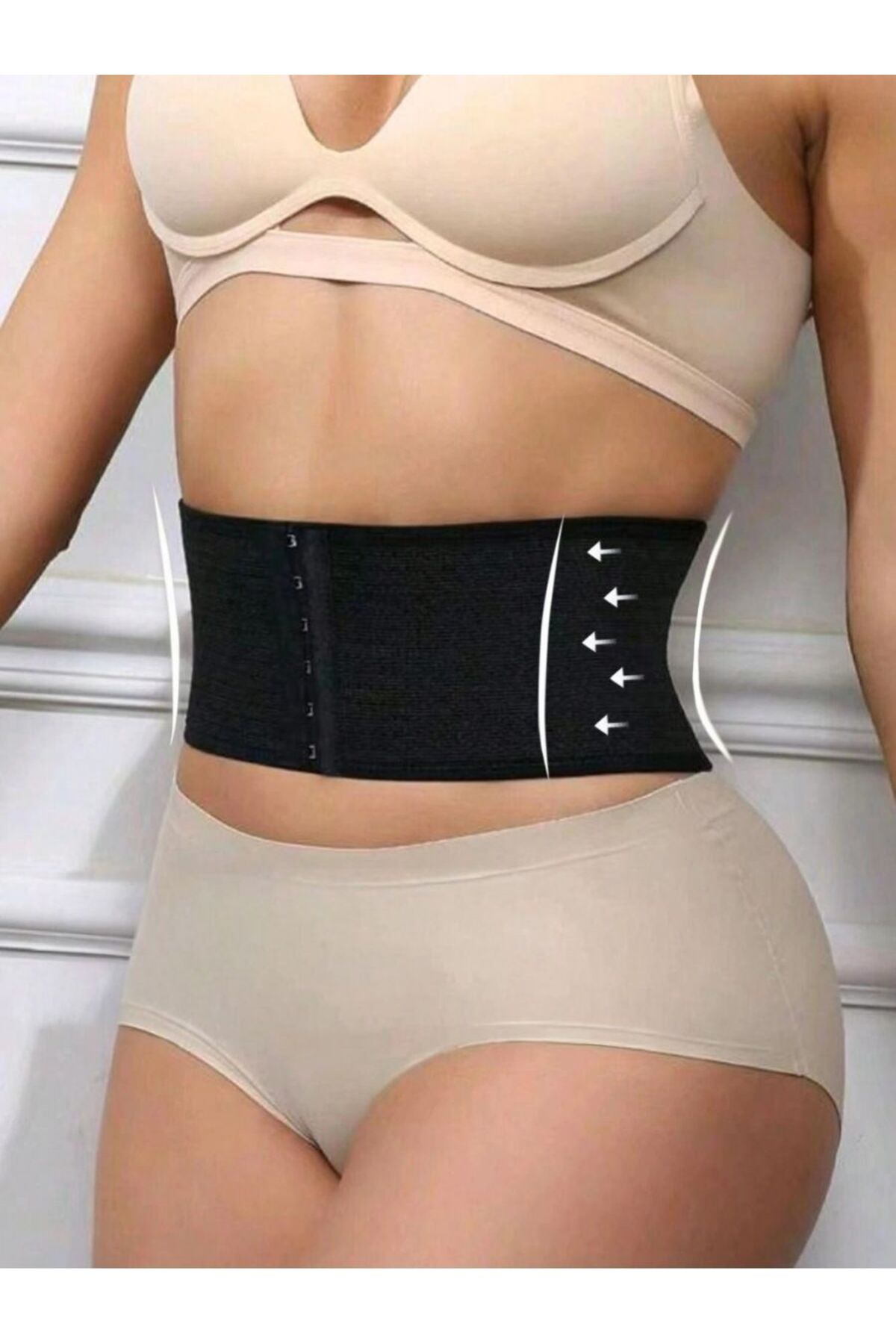 MİSTİRİK Serone Kısa Model Beli Saran Karın Ve Göbek Toparlayıcı Esnek Korse Siyah Renk görsel 3