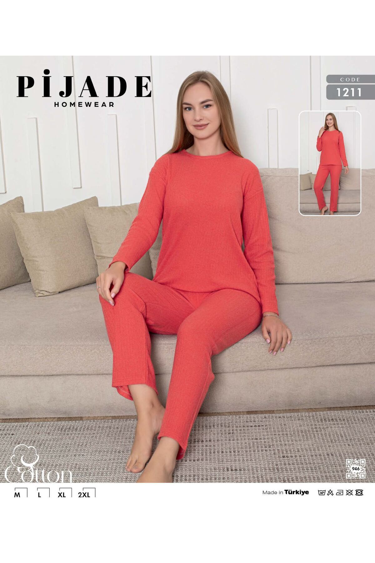 PİJADE HOMEWEAR Інтерлок Зимовий бавовняний довгий рукав Товстий трикотажний ...