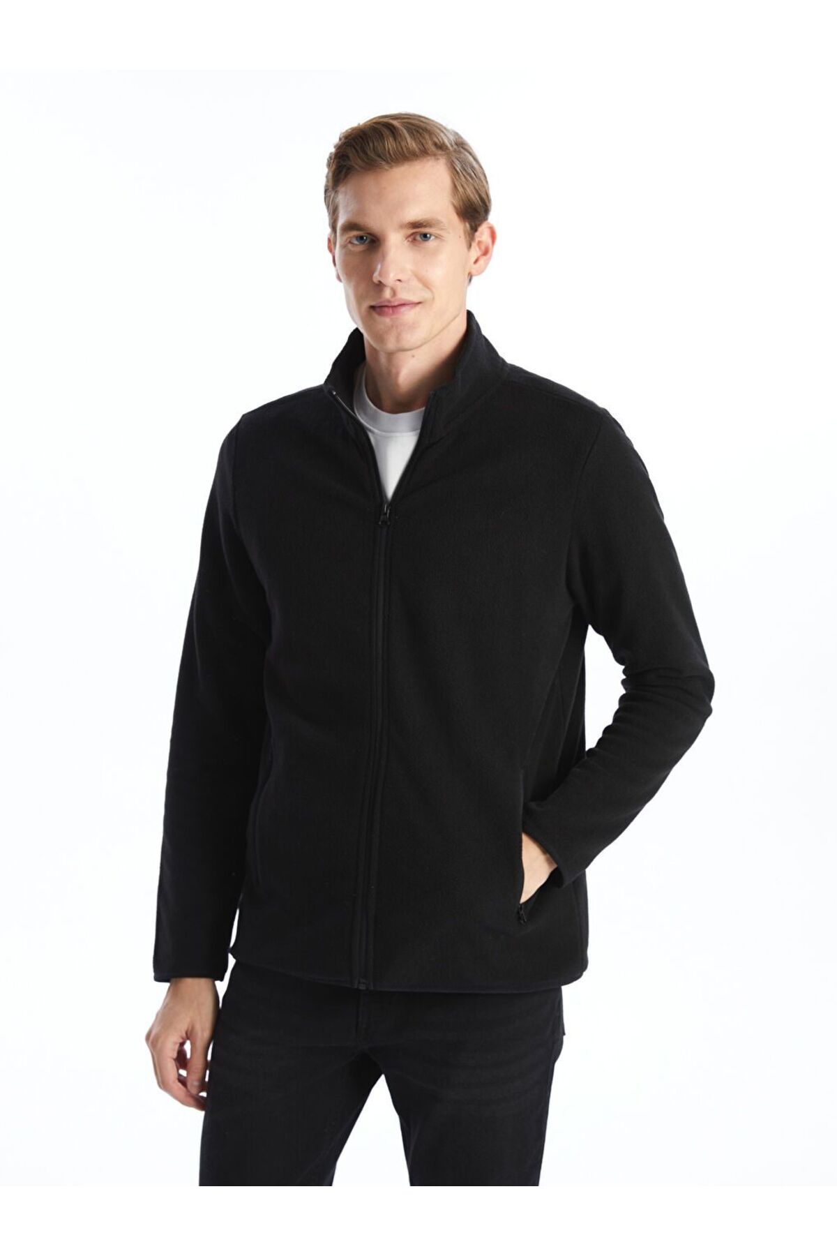 LC Waikiki LCWAIKIKI Classic Dik Yaka Uzun Kollu Polar Erkek Fermuarlı Sweatshirt — مشکی W5AH31Z8
