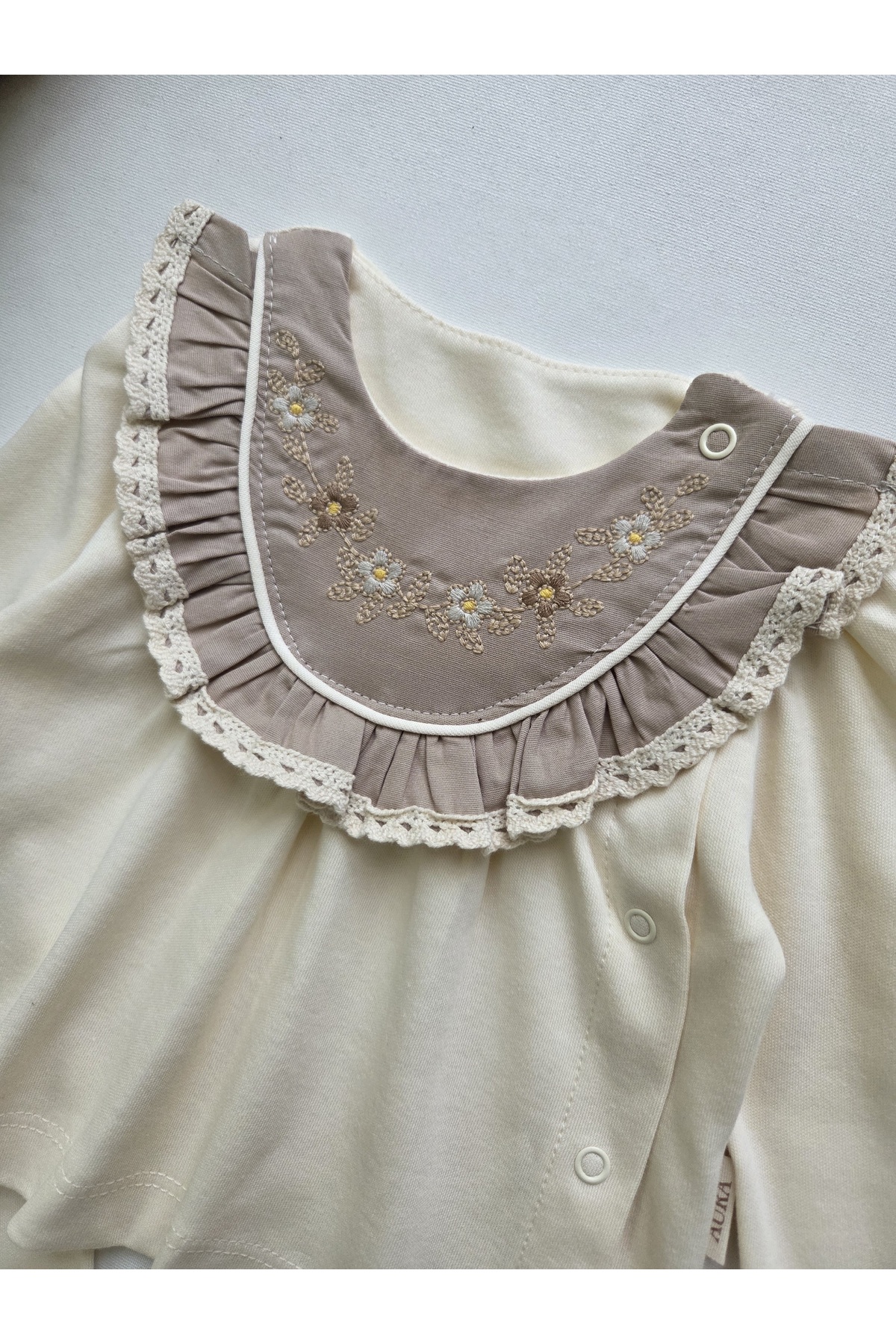 GizaKids %100 Pamuk Saç Bantlı Yenidoğan 3'lü Takım / Kız Bebek Hastane Çıkışı / Mevlit Kıyafeti fotoğrafı 6 (önizleme)