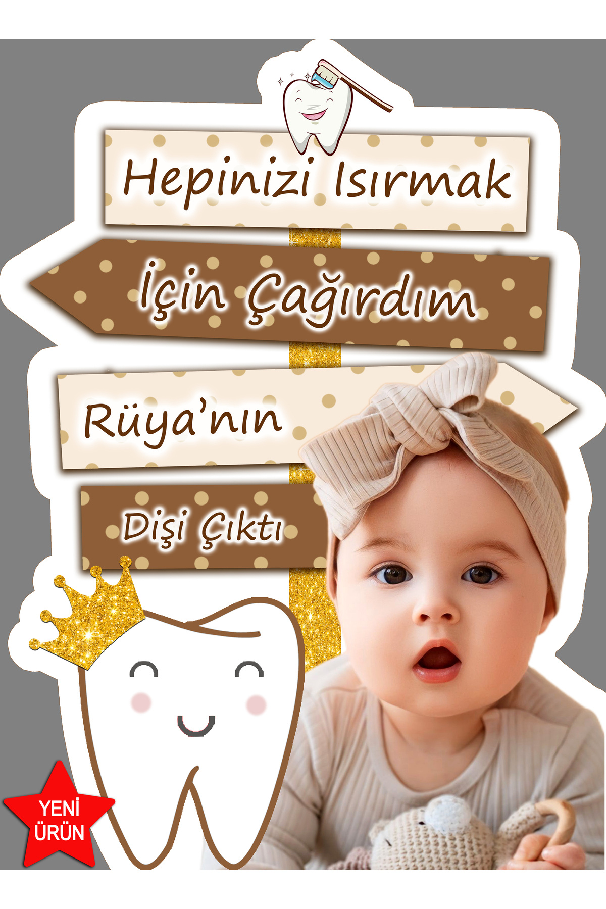 Sunligo Diş Buğdayı Yön Panosu Masa Üstü Ayaklı Pankart 40 Cm Uzunluk Pvc Kaplı