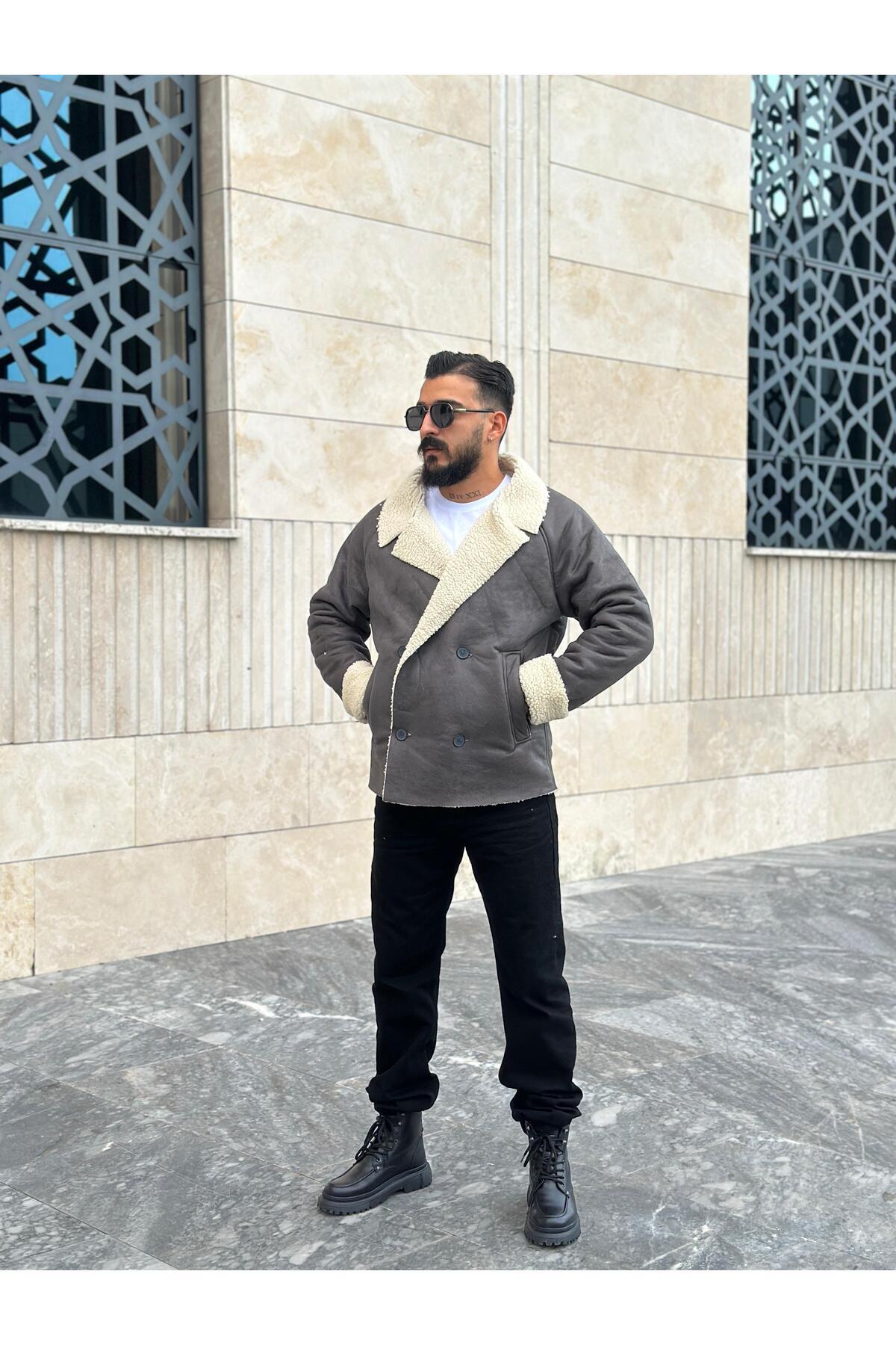 PEERLESS STORE Nubuk Kürklü Oversize Trençkot