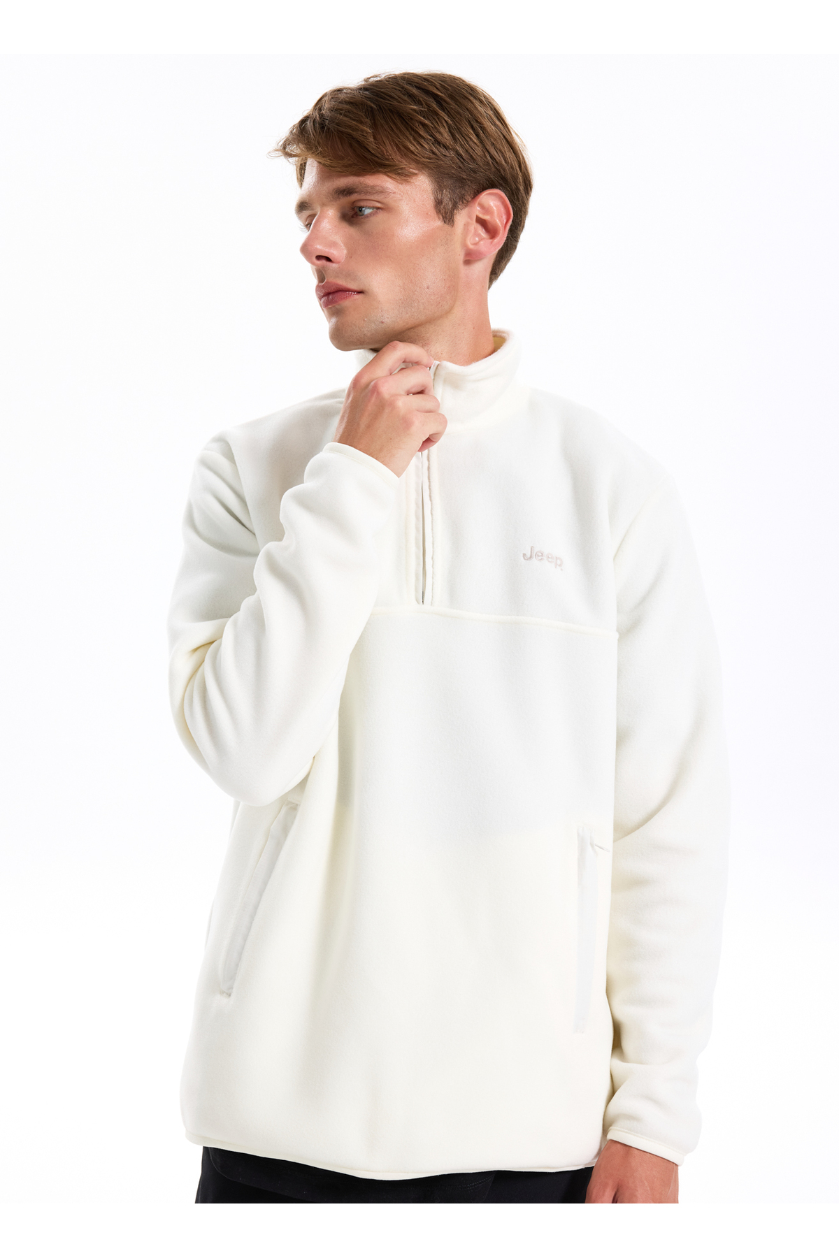 Jeep Ekru Erkek Dik Relaxed Polar Sweatshırt C4WM-SWT4201 - Fiyatı