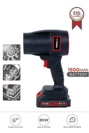 Torima Hava Üfleme Makinesi 1500mAh 80 W Yüksek Hızlı Turbo Jet TTB02 Siyah