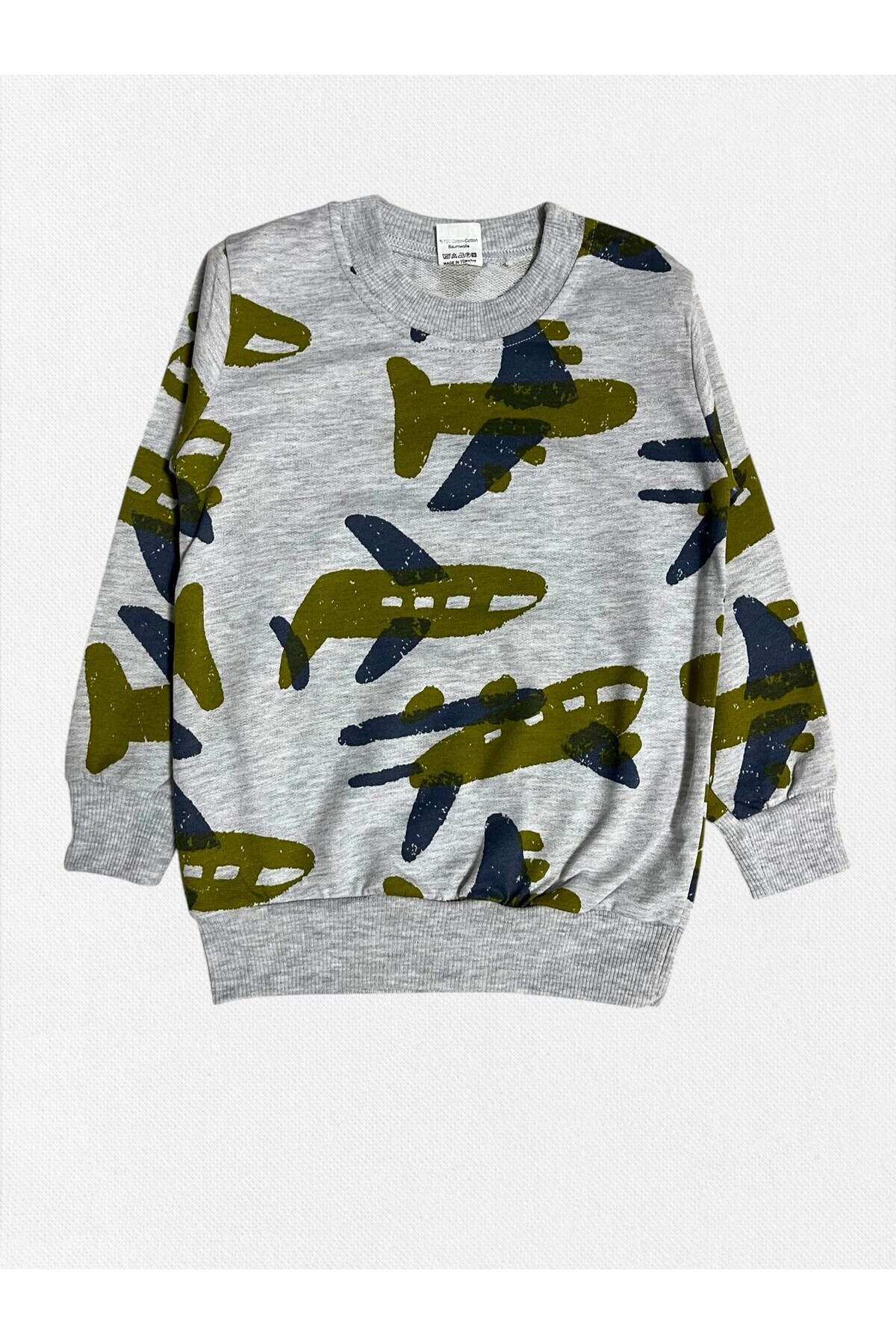 Fil Kids Erkek Çocuk Pamuklu Kumaş Gri Renk Uçak Desenli Uzun Kollu Şardonlu Kışlık Pijama Takımı fotoğrafı 4 (önizleme)