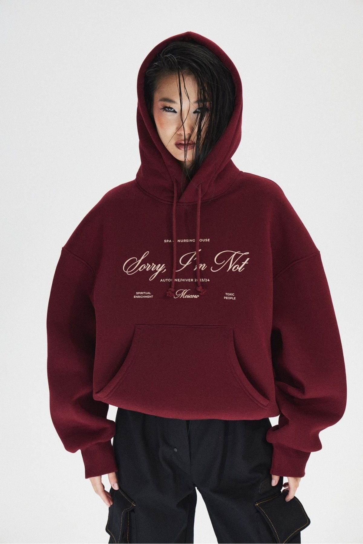 Flaubert  -Unisex baskılı Sorry, I'm Not sweatshırt 3iplik kaliteli kumaş oversize kesim - Görsel 3