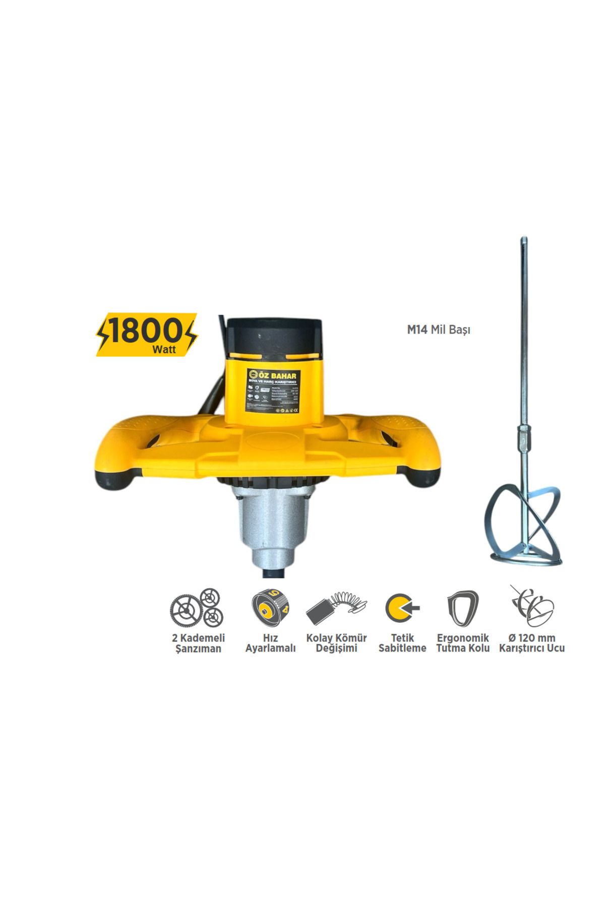 Özbahar OZB2636 Elektrikli Boya-Harç Karıştırıcı 1800 w / Ø 120 mm