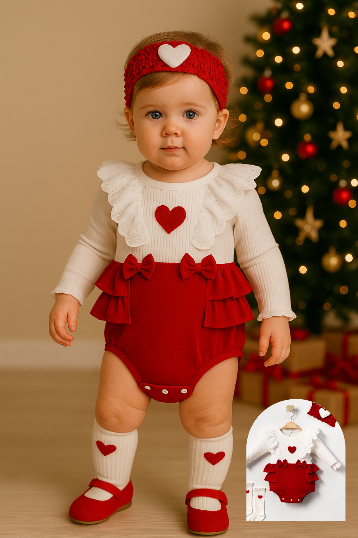 Minytrendy Kız Bebek Çocuk Yenidoğan Tulum Romper Bandanalı Çoraplı Bayramlık Mevlüt Elbise fotoğrafı 3 (önizleme)