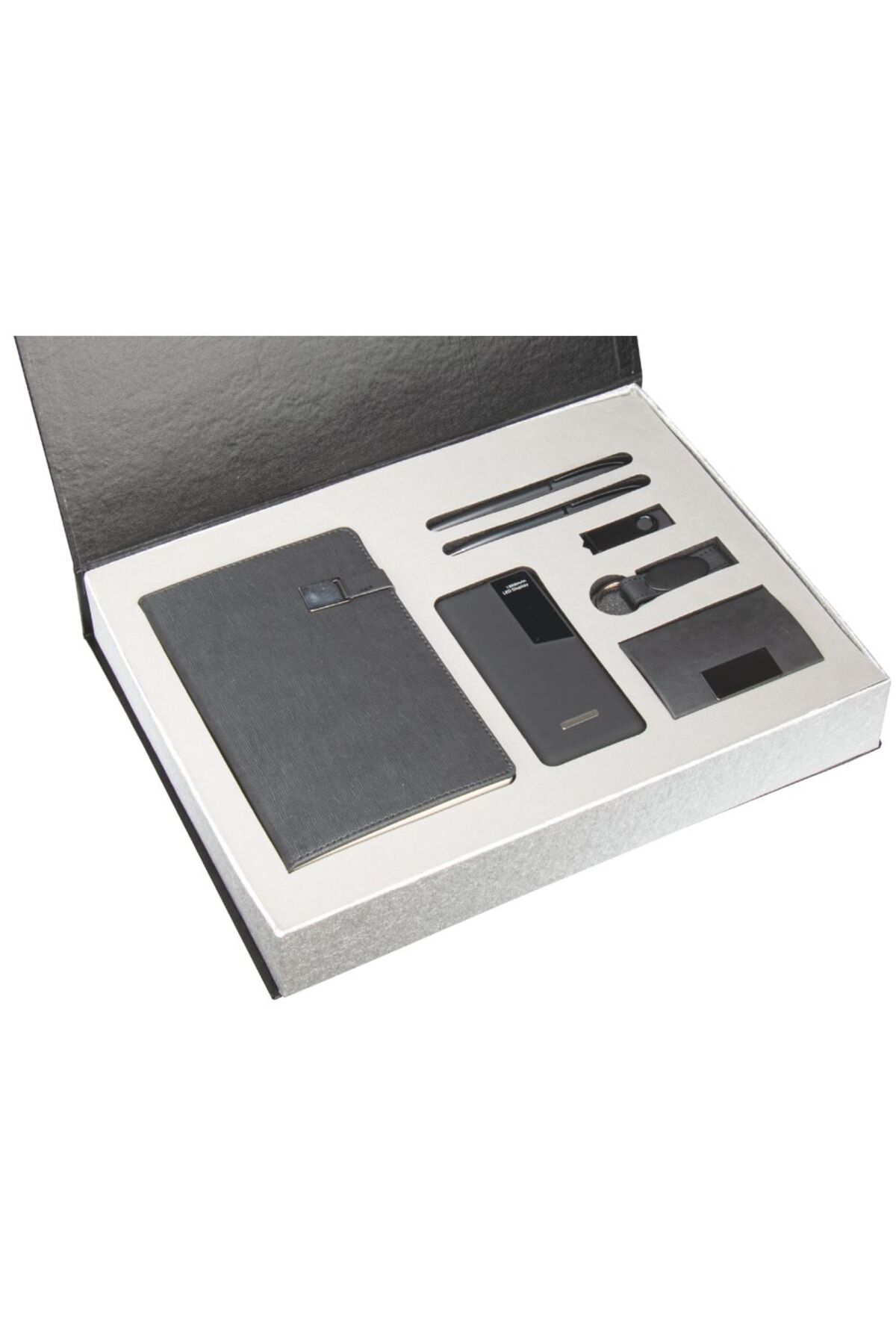 VIP Hediyelik Set - Powerbank, Defter, Kalem, USB Bellek, Anahtar ve Kartvizitlik - (6’lı Kurum Set)