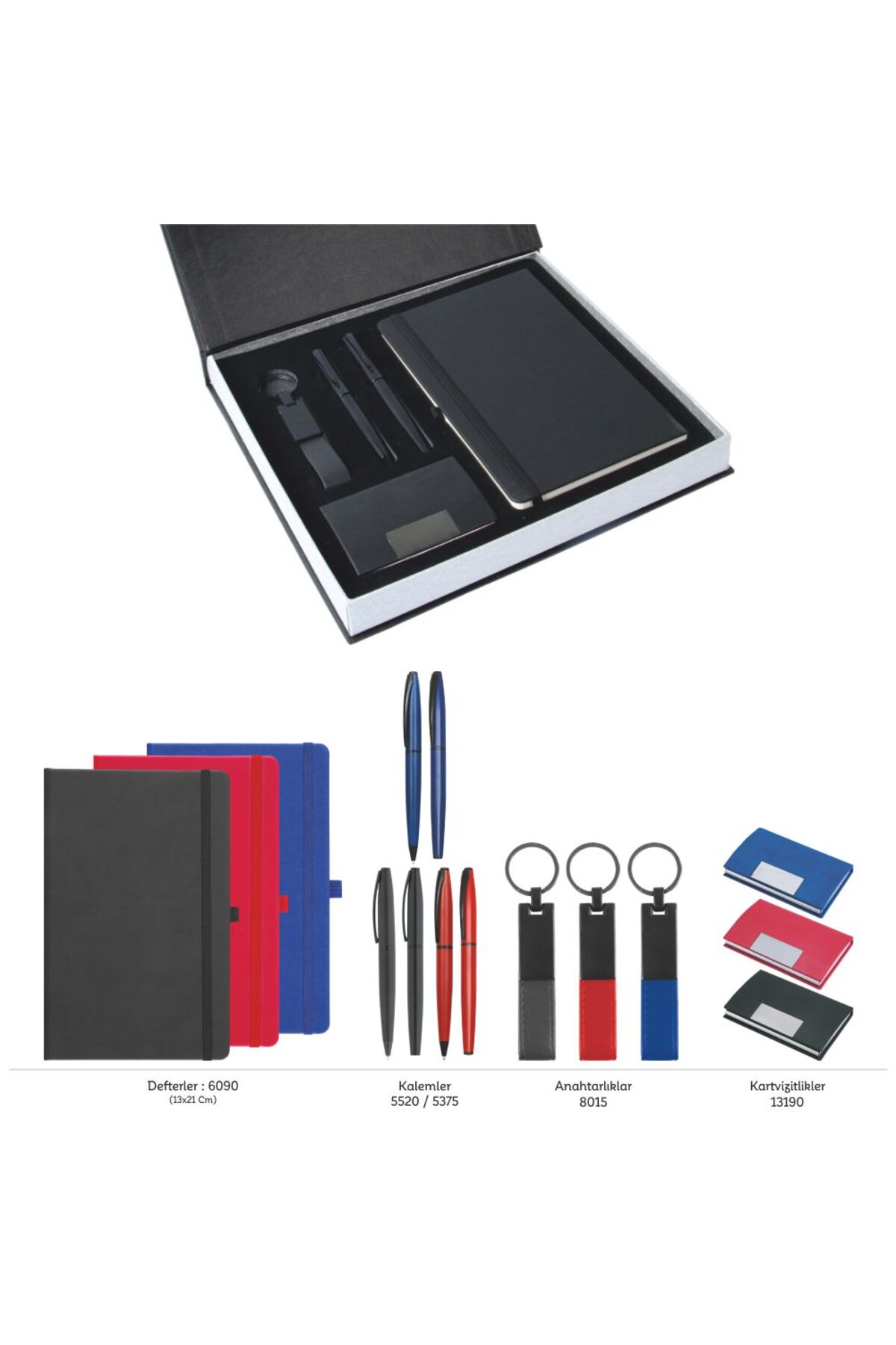 VIP Hediyelik Set - Defter, Kalem, Anahtarlık ve Kartvizitlik - (4’lı Kurumsal Hediye Set) - 4185LCV
