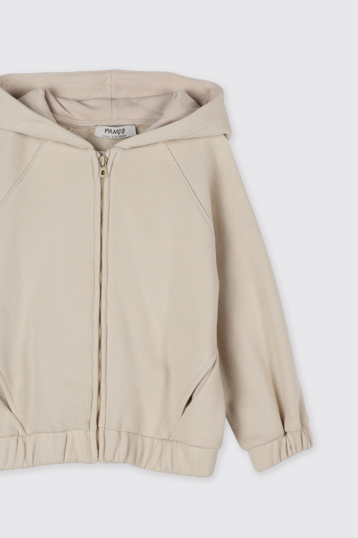 Panço Kız Bebek Yumuşak Dokulu Fermuarlı Bej Sweatshirt fotoğrafı 3 (önizleme)