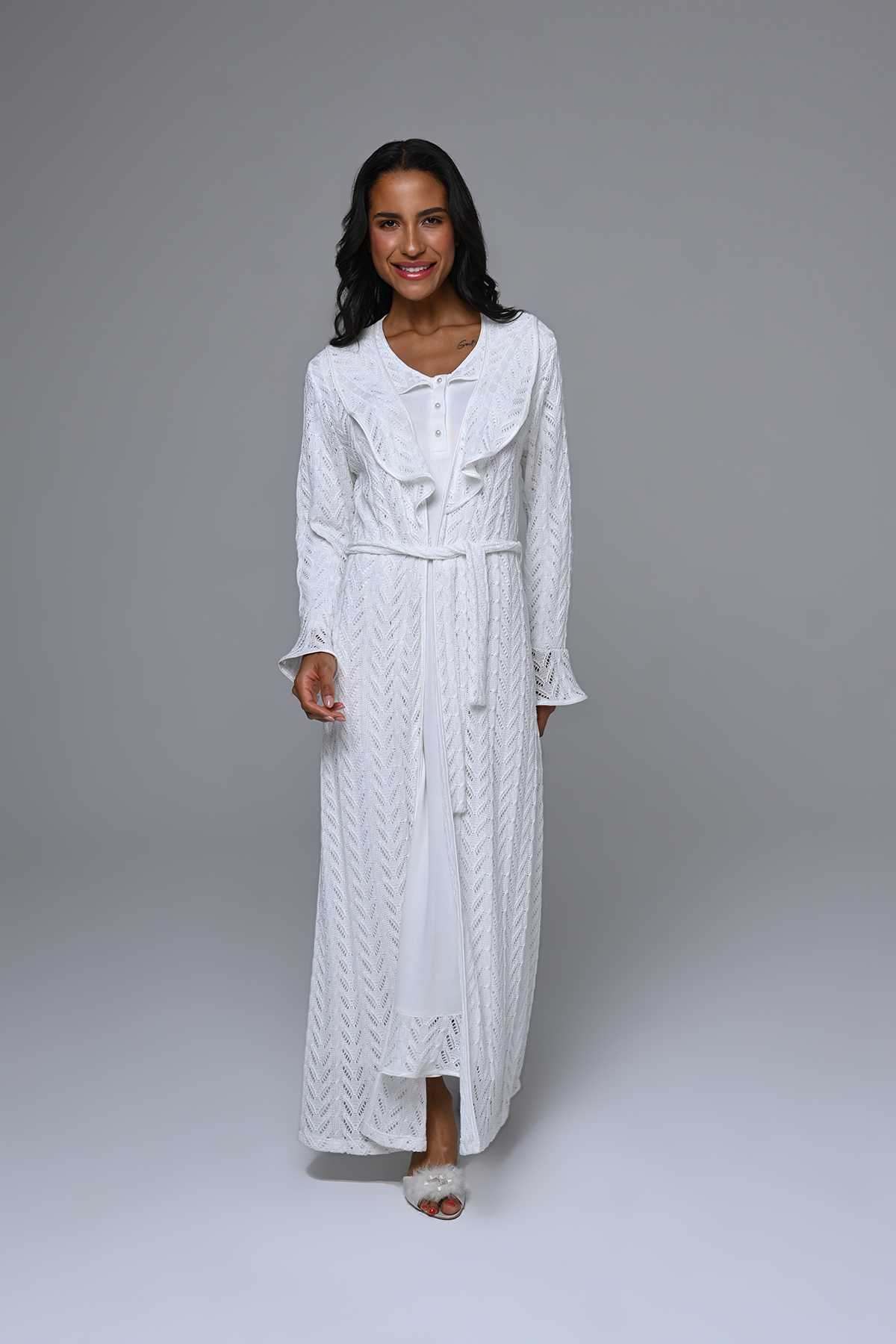 Marilyn Club Sabahlıklı Kadın Gecelik 2'li Takım