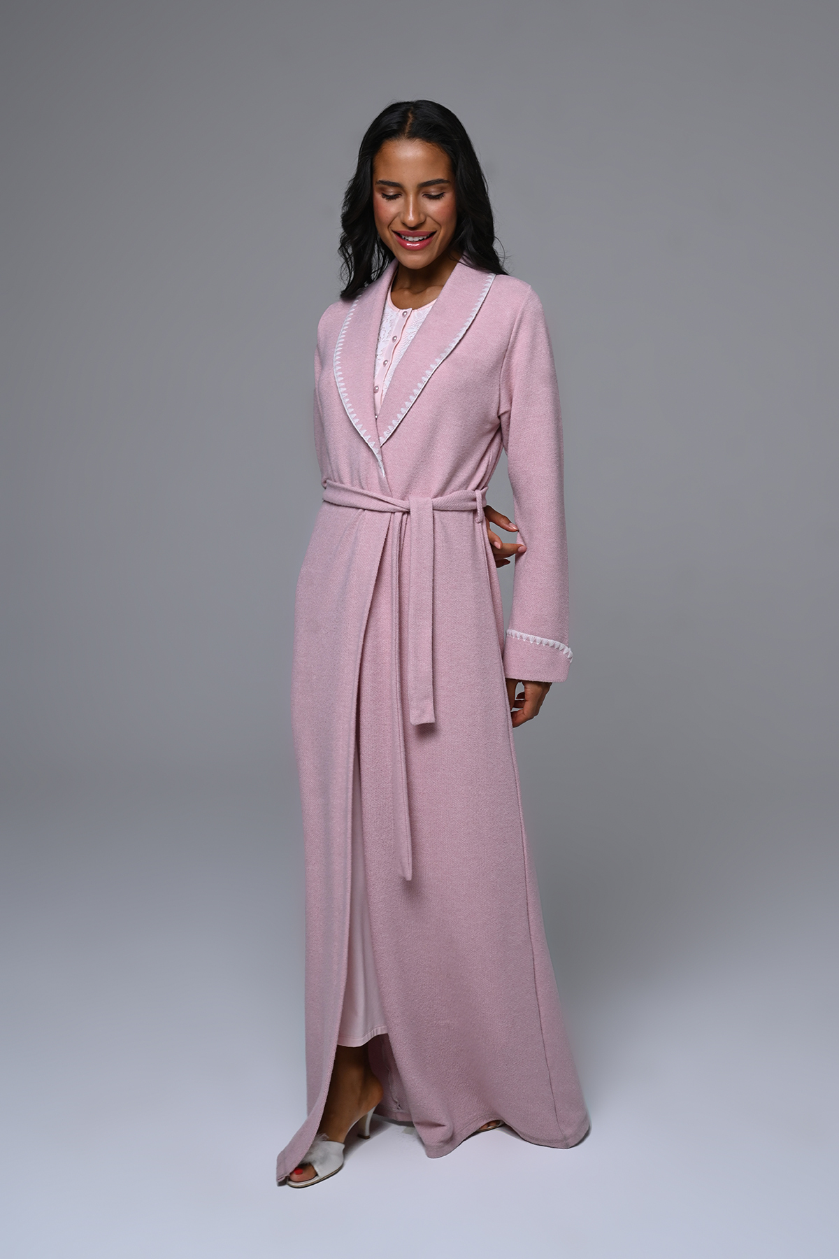 Marilyn Club Kalın Sabahlıklı Kadın Gecelik 2'li Takım