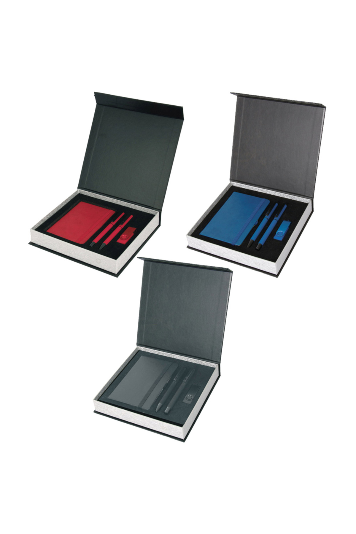 VIP Hediyelik Set - Defter, Kalem ve USB Bellek - (3’lü Kurumsal Seti) - 4210 Siyah