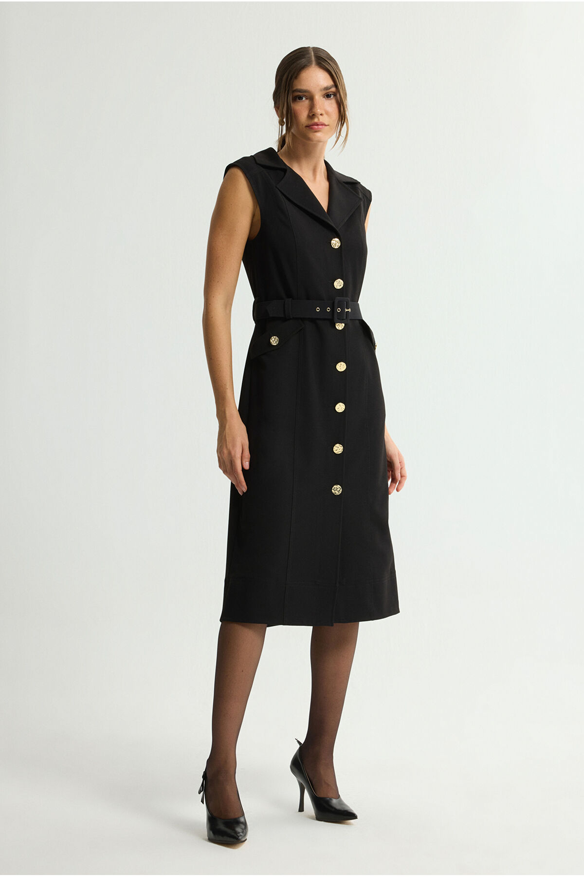 Love My Body  Cepli Kolsuz Gabardin Elbise - Görsel 3