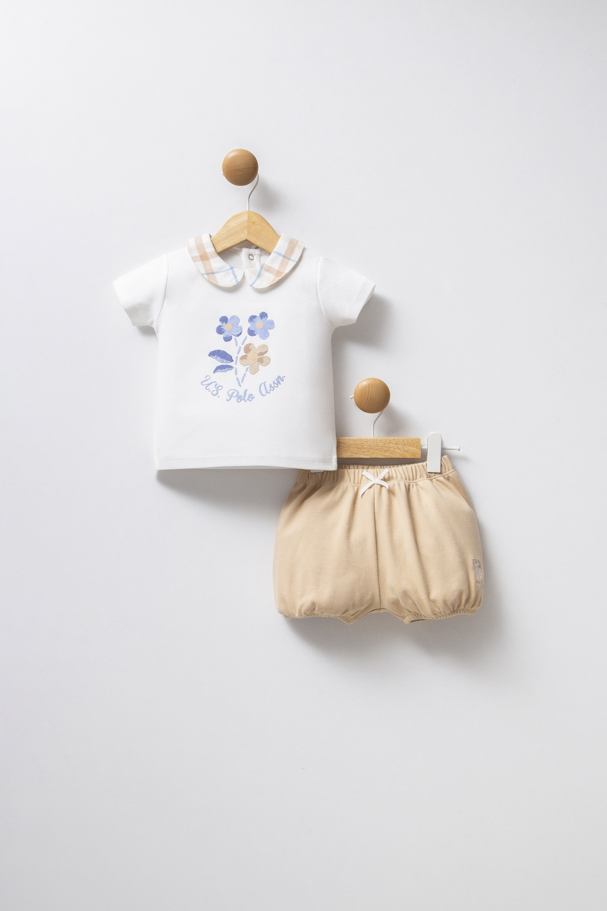 ست لباس خواب نوزادی دخترانه سفید یو اس پولو کد :(50322876-VR013) U.S. Polo Assn.