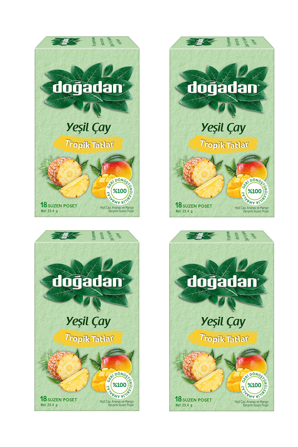Doğadan Tropik Tatlar Poşet Yeşil Çay 18'li x 4 Adet