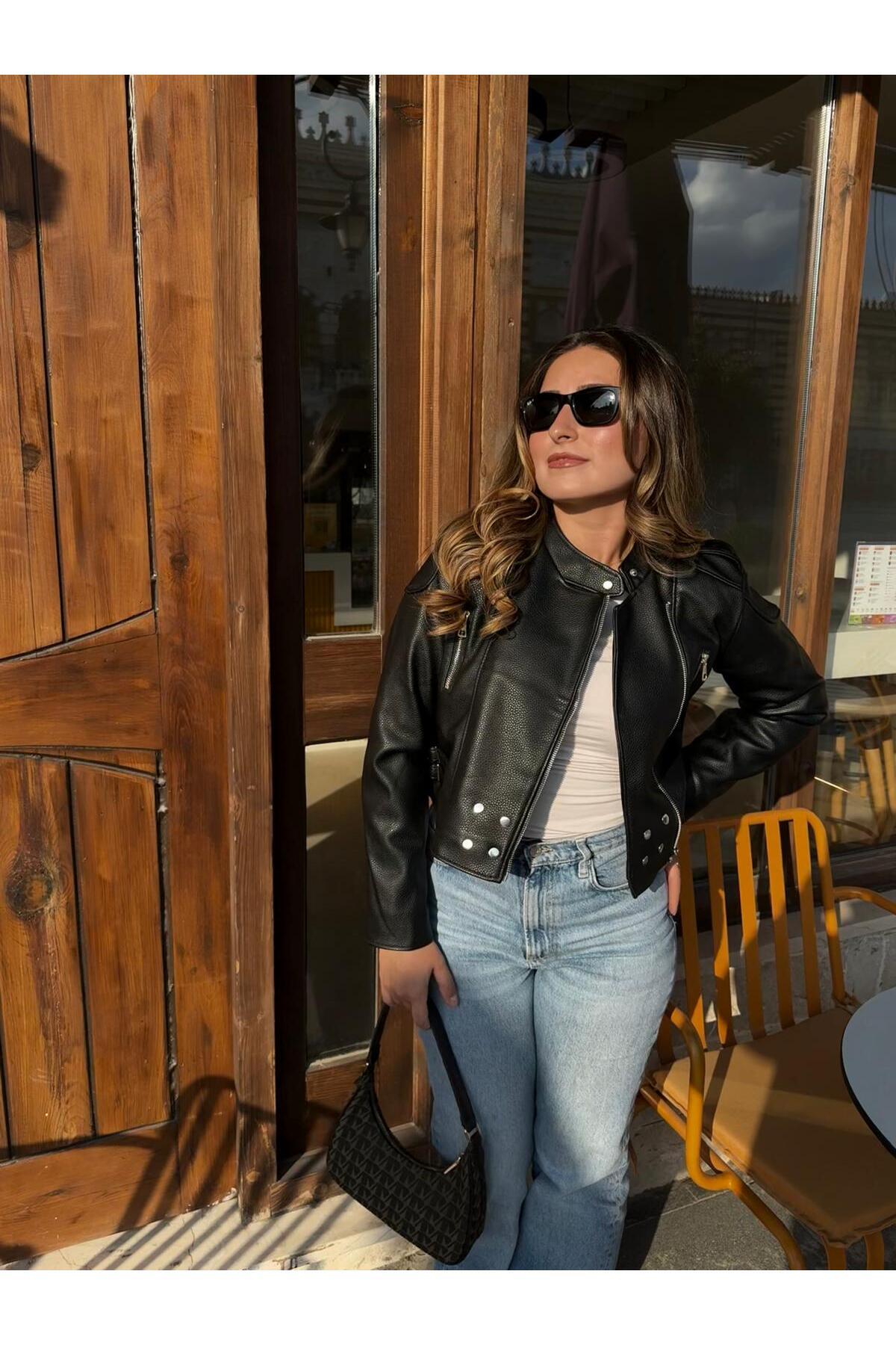 derrymore  Yeni Sezon Crop Deri Ceket - Görsel 2