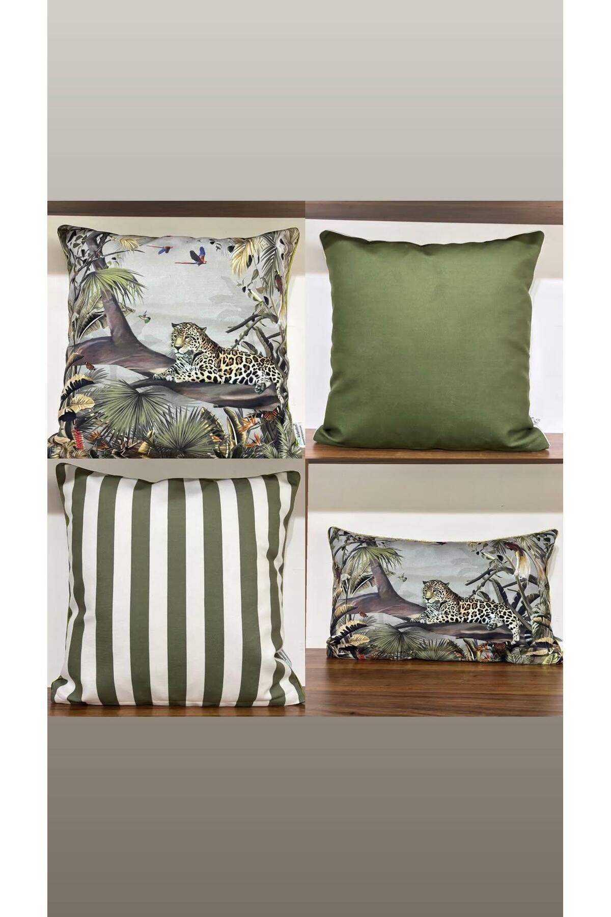 4 pieces - H1170 double-sided cover with striped pattern and cheetah pattern - double-sided cover