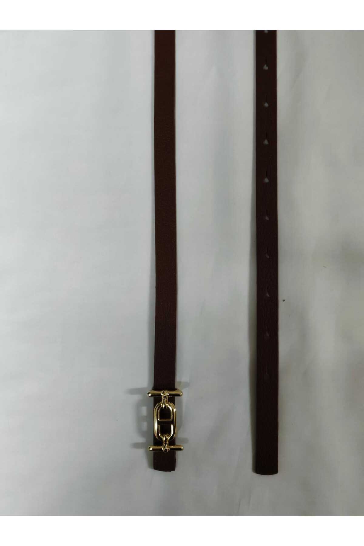 Gold Tokalı Kadın Kemer İnce Pantolon Kemeri Elbise Kemeri Gömlek Kemeri