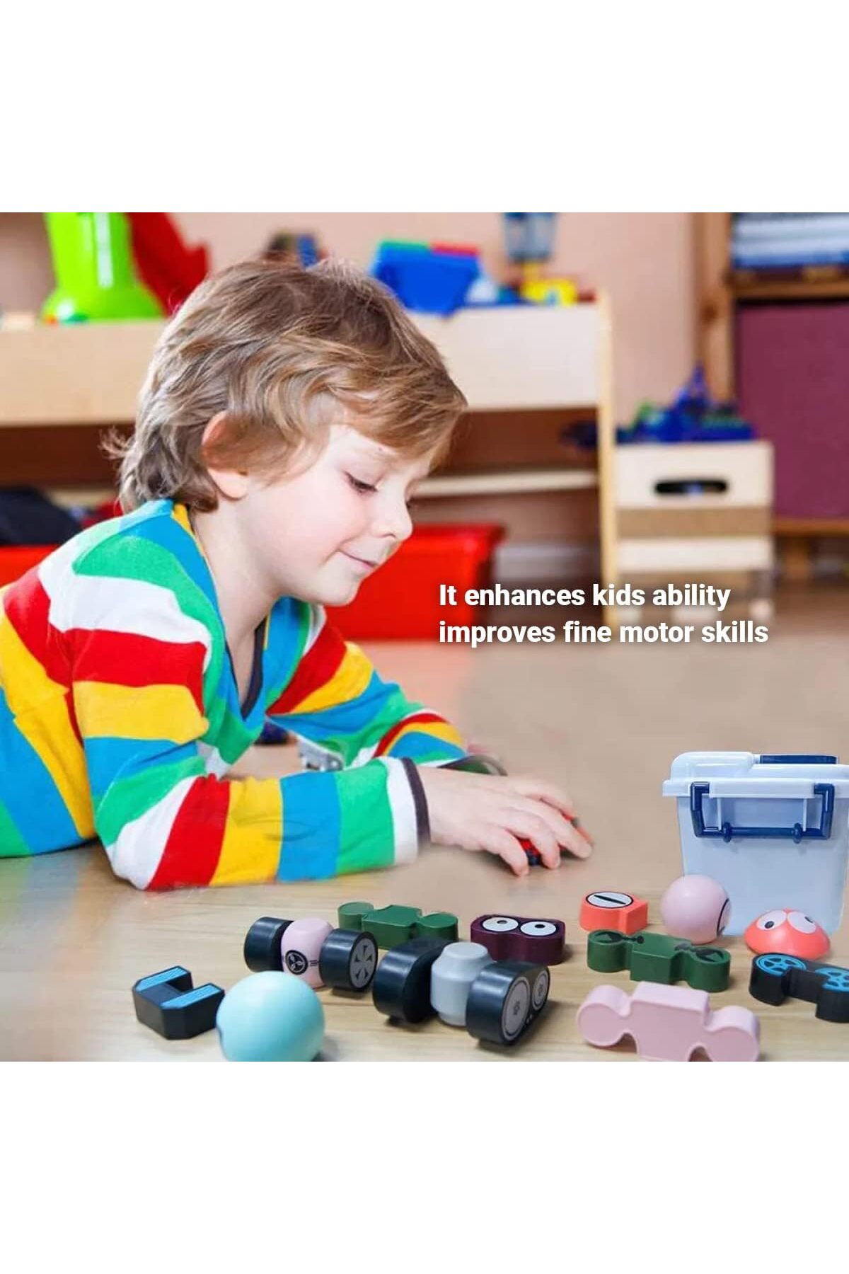 اسباب‌بازی ربات ساختمانی مغناطیسی برای کودکان – آموزشی STEM، سنین ۳ سال به بالا (رنگ پوست)