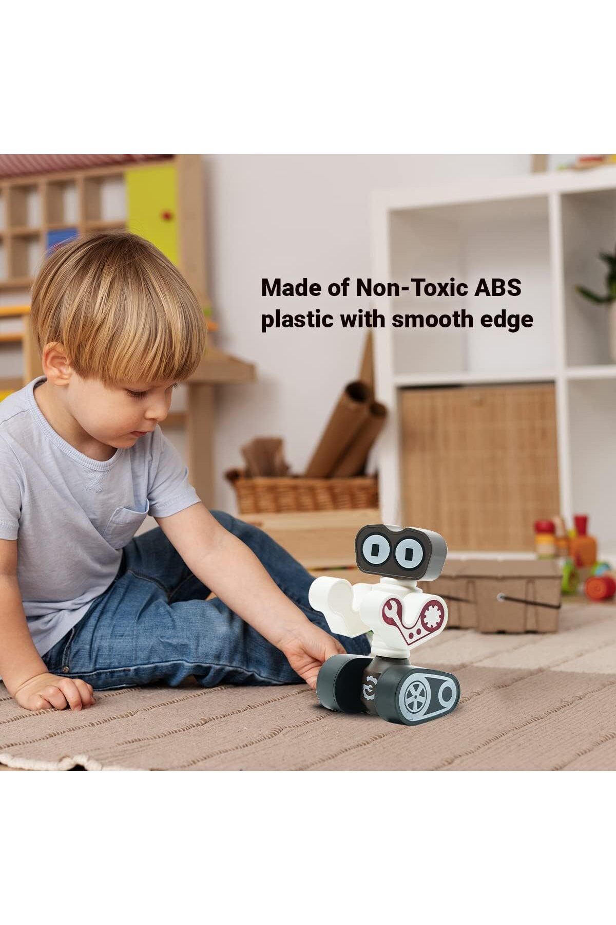 عروسک روبات ساختمانی مغناطیسی برای کودکان – آموزشی STEM، سنین ۳ سال به بالا (قهوه‌ای)