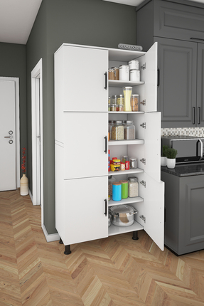 A-SOBE Seramik & Ahşap 6 Kapaklı Banyo Mutfak Kiler Dolabı