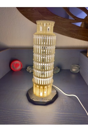 3D ZeTa Prints Pisa Kulesi Gece Lambası (Beyaz/Sarı Işık Seçeneği)