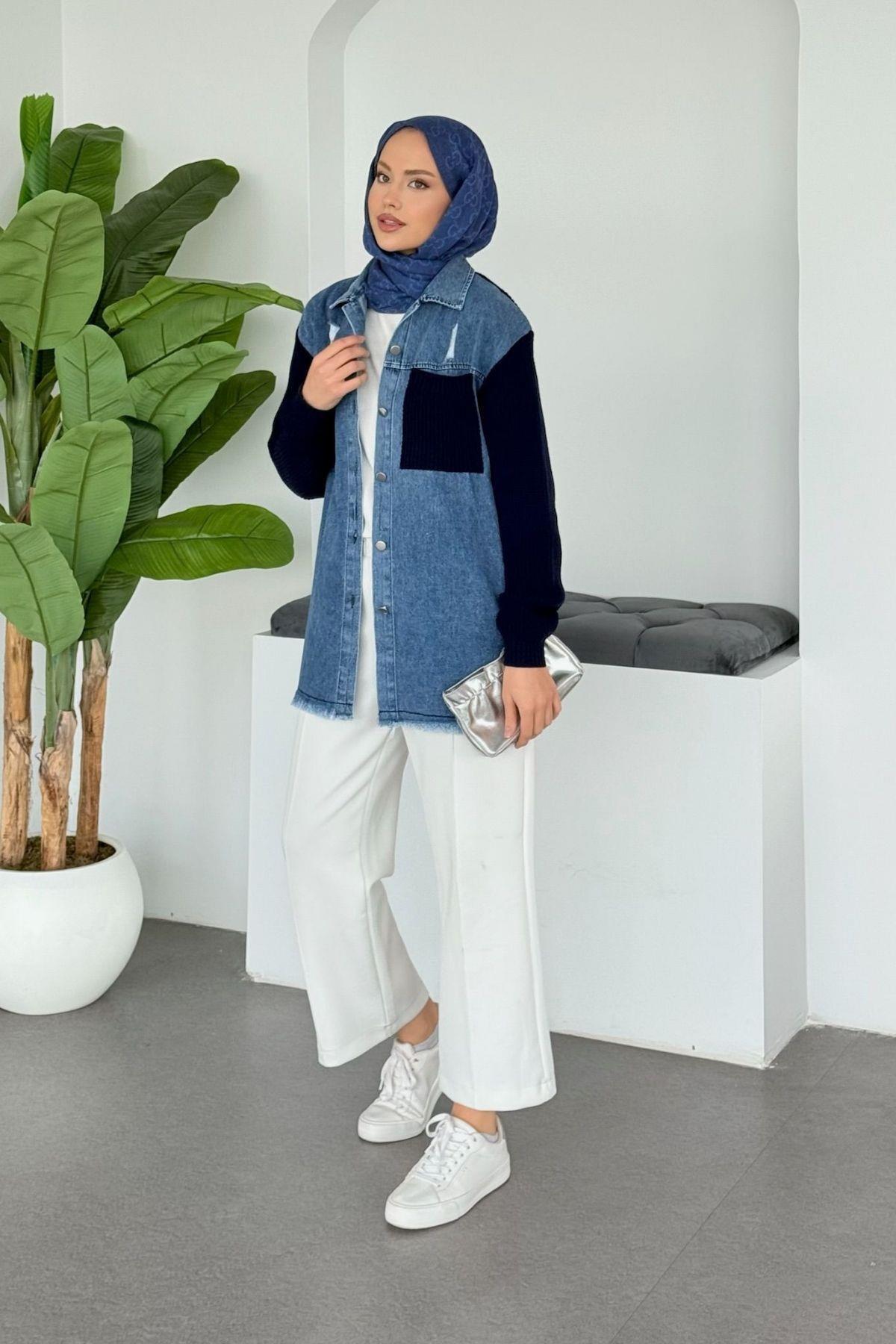 Hazamoda  Demo Jean Hırka Lacivert - Görsel 2