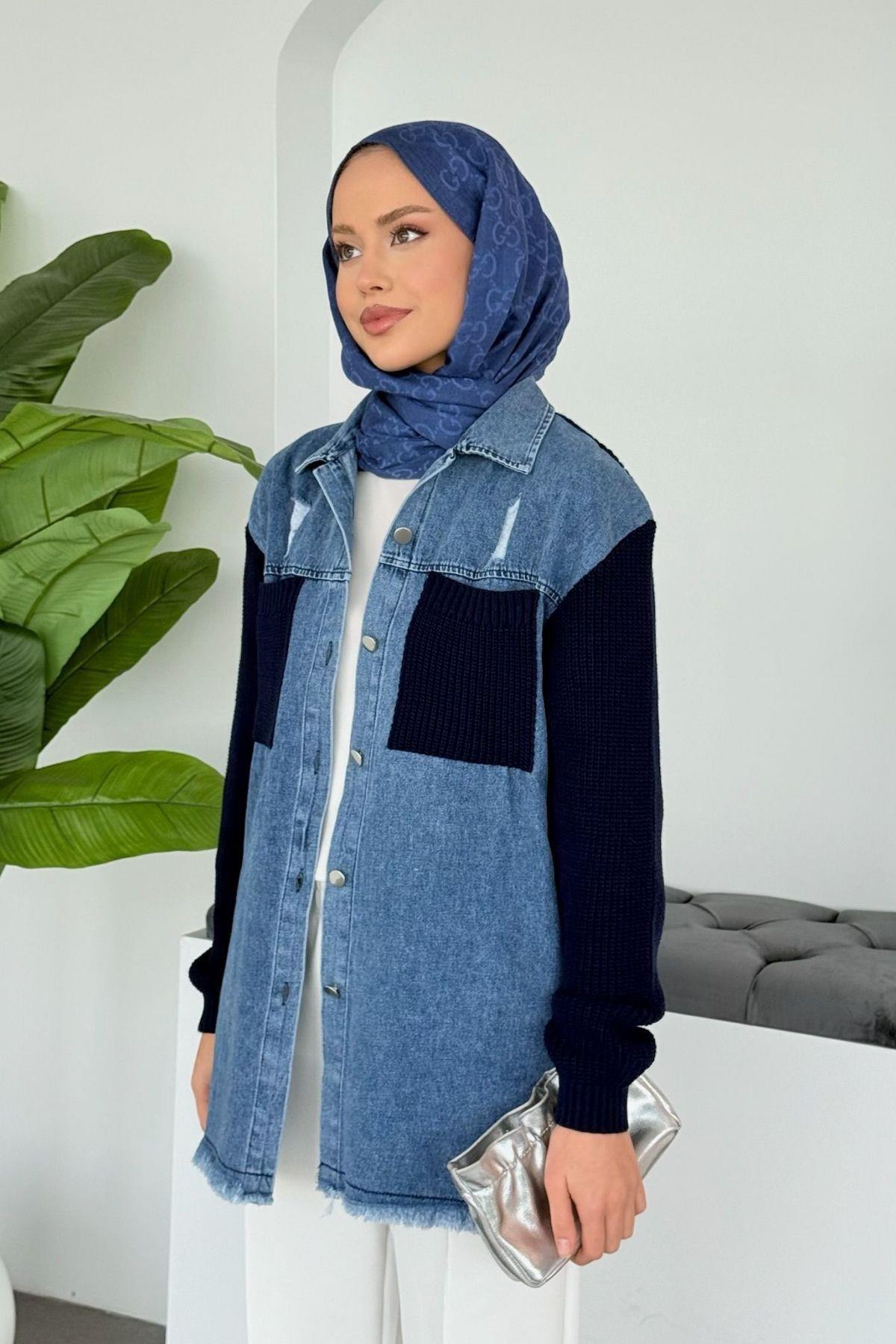 Hazamoda  Demo Jean Hırka Lacivert