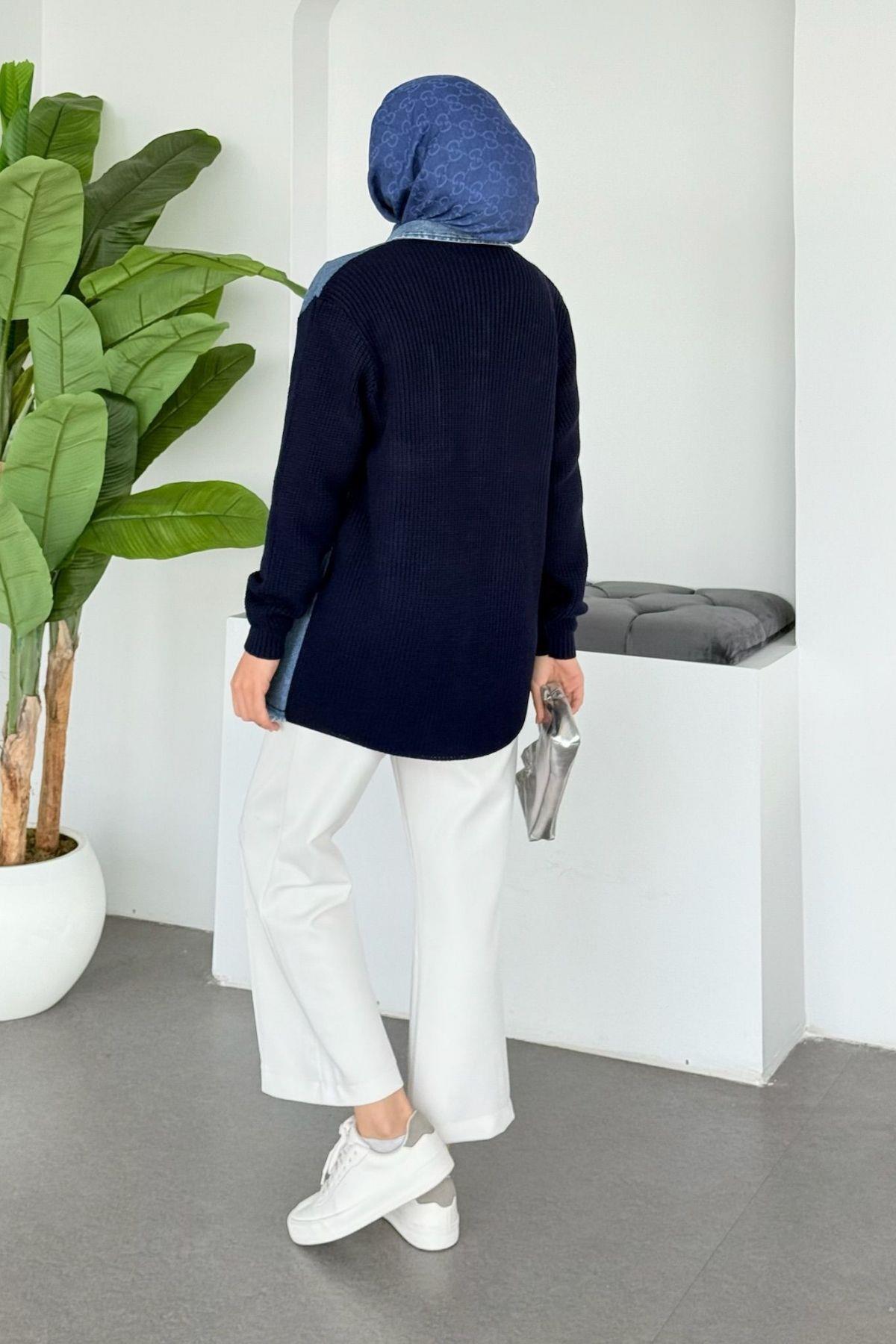 Hazamoda  Demo Jean Hırka Lacivert - Görsel 4