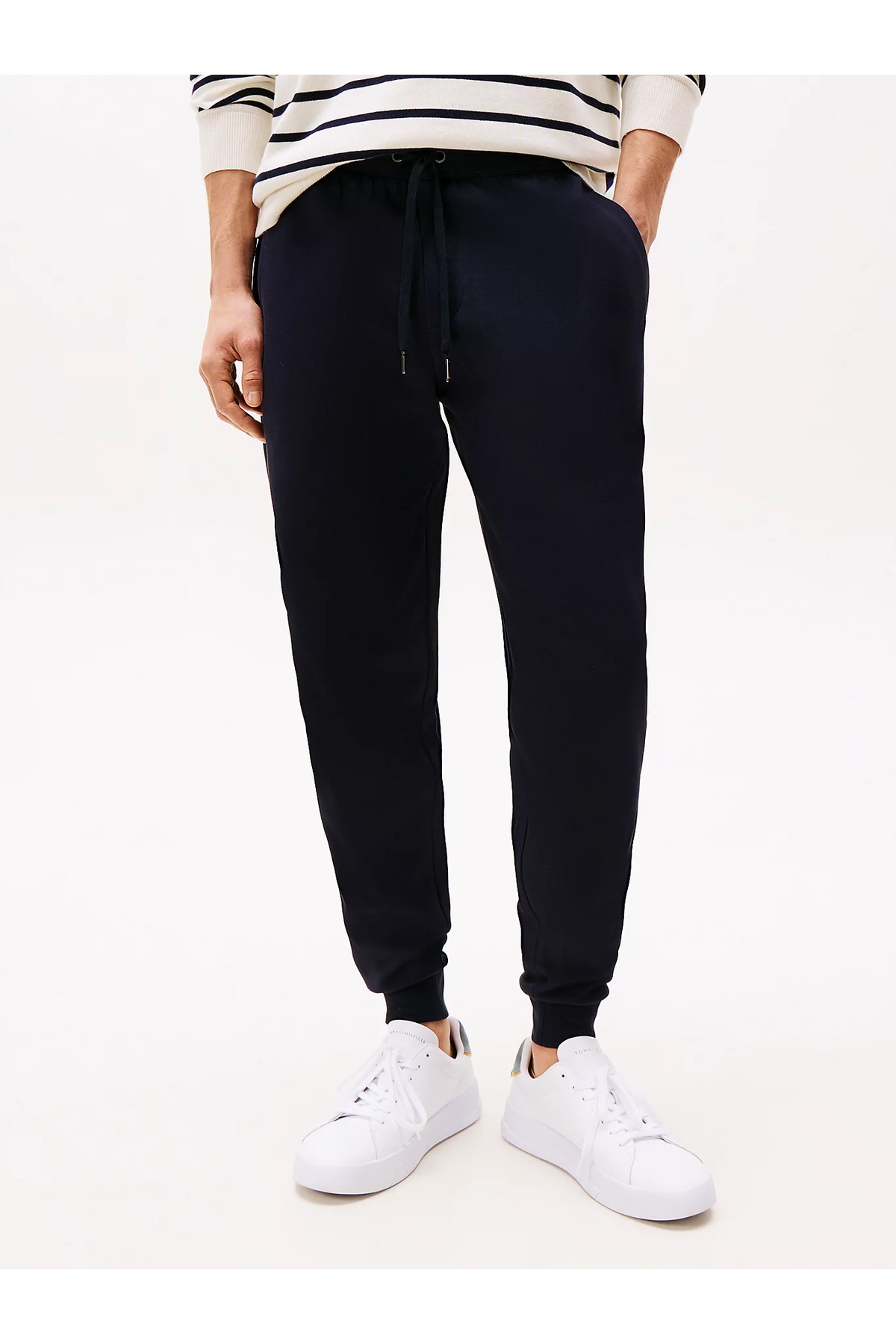 تامی هیلفیگر شلوار ورزشی مردانه مدل معمولی فیت نخی، سرمه‌ای، دارای کمر کشی، مدل MW0MW37242-DW5