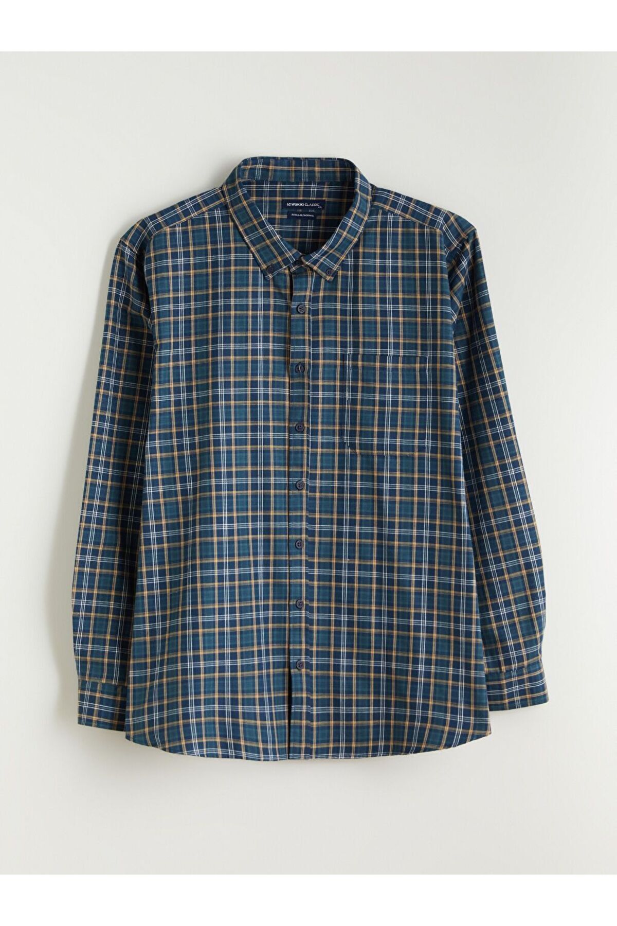 LC Waikiki LCWAIKIKI Classic Büyük Beden Regular Fit Uzun Kollu Ekose Gabardin Erkek Gömlek