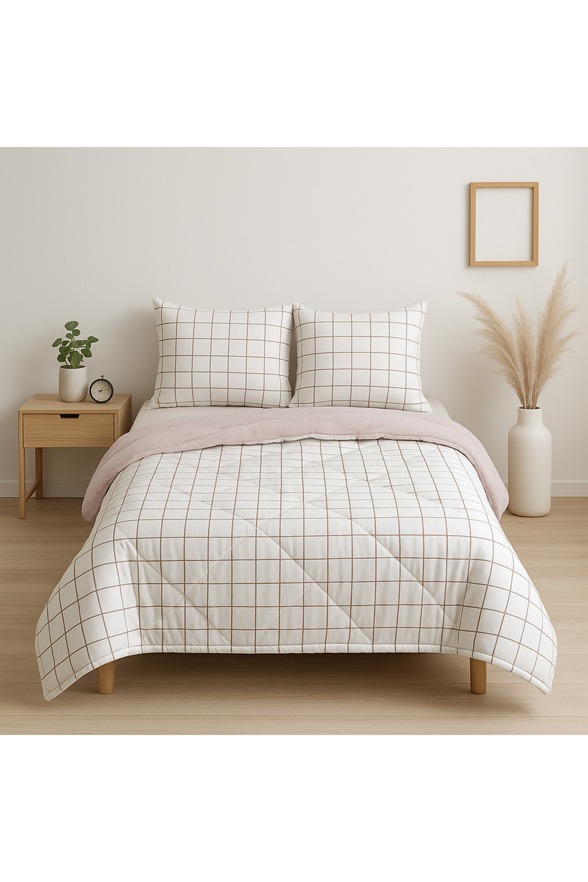 rabiatekstil Welsoft Yeni Nesil Krem Karamel Çift Taraflı Termal Çift Kişilik Yorgan Seti