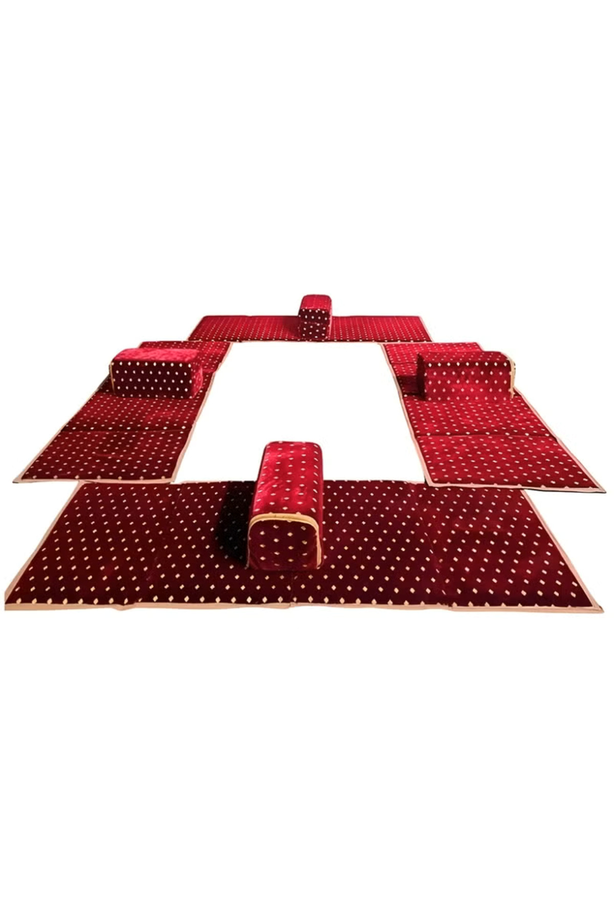 بساط رحلات أرضي 8 قطع (200×90 سم) – مجلس تخييم تركي مبطن لـ8 أشخاص