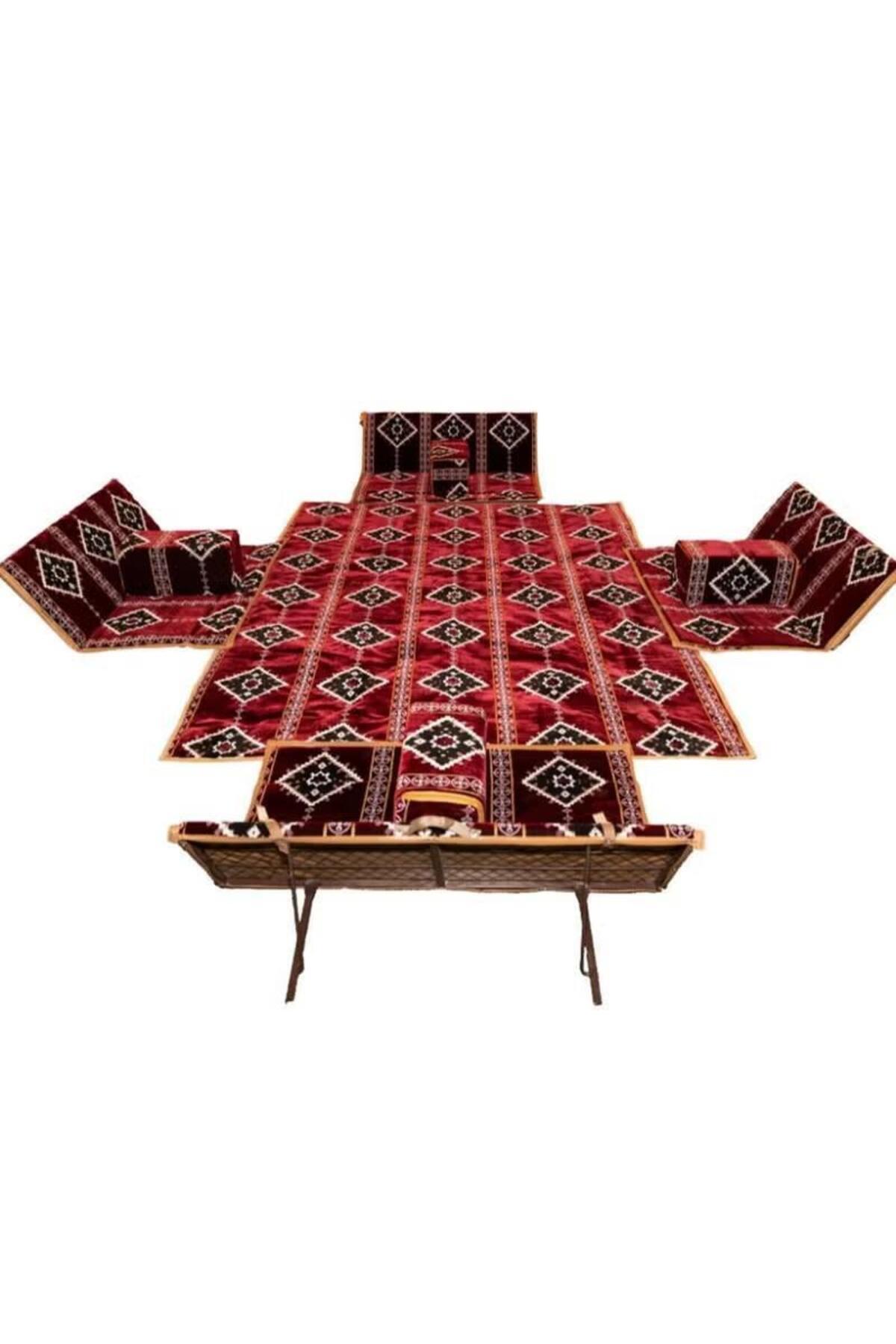 بساط رحلات أرضي تركي 5 قطع(200×300 سم)مبطن بـ 4 كراسي أرضية ومدّة – مريح للجلوس وقابل للطي ل 9 أشخاص