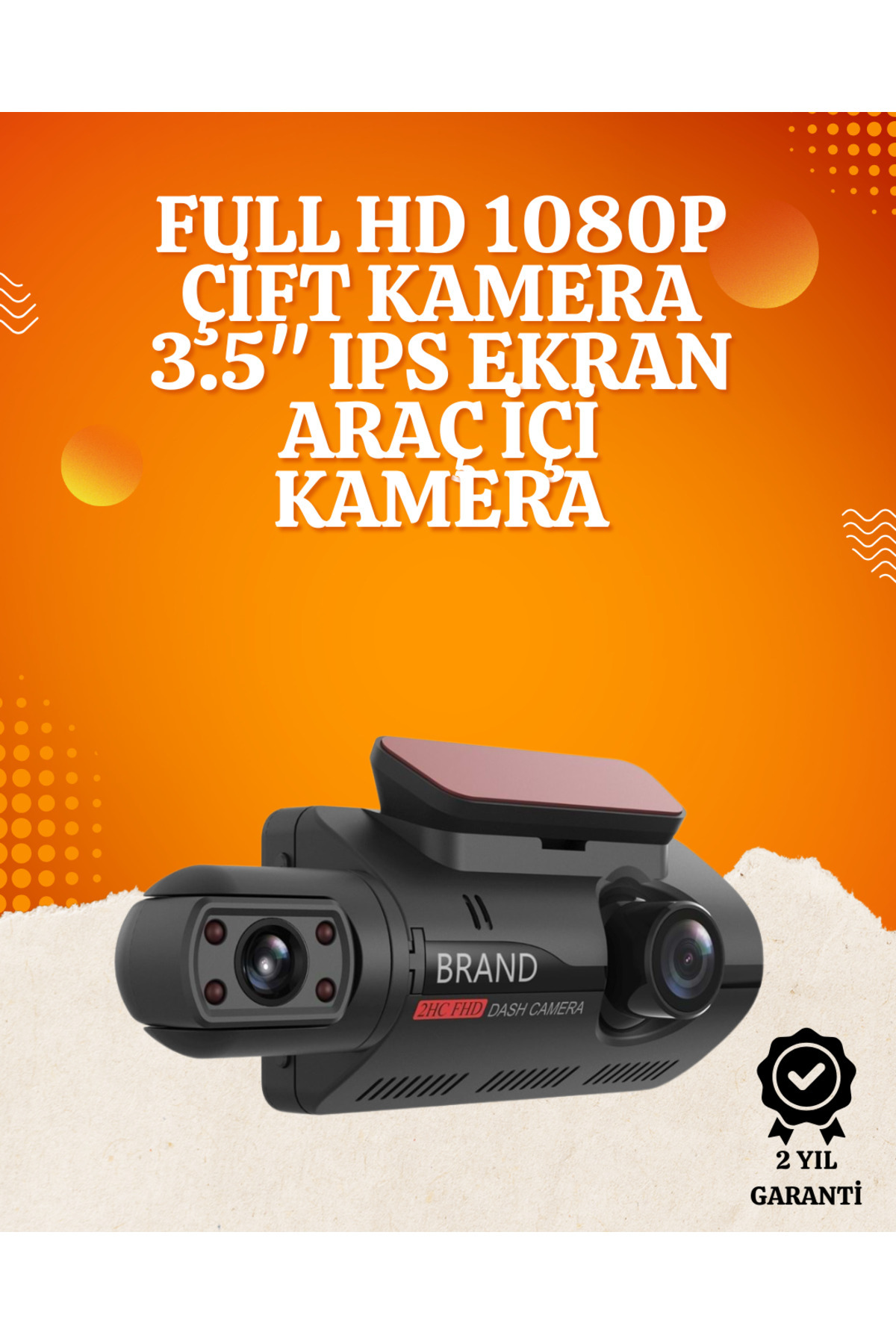 FREEDOM STOREE WiFi Destekli Araç Kamerası - 3 inç Ekran, 1080P Ön ve 720P İç Kamera