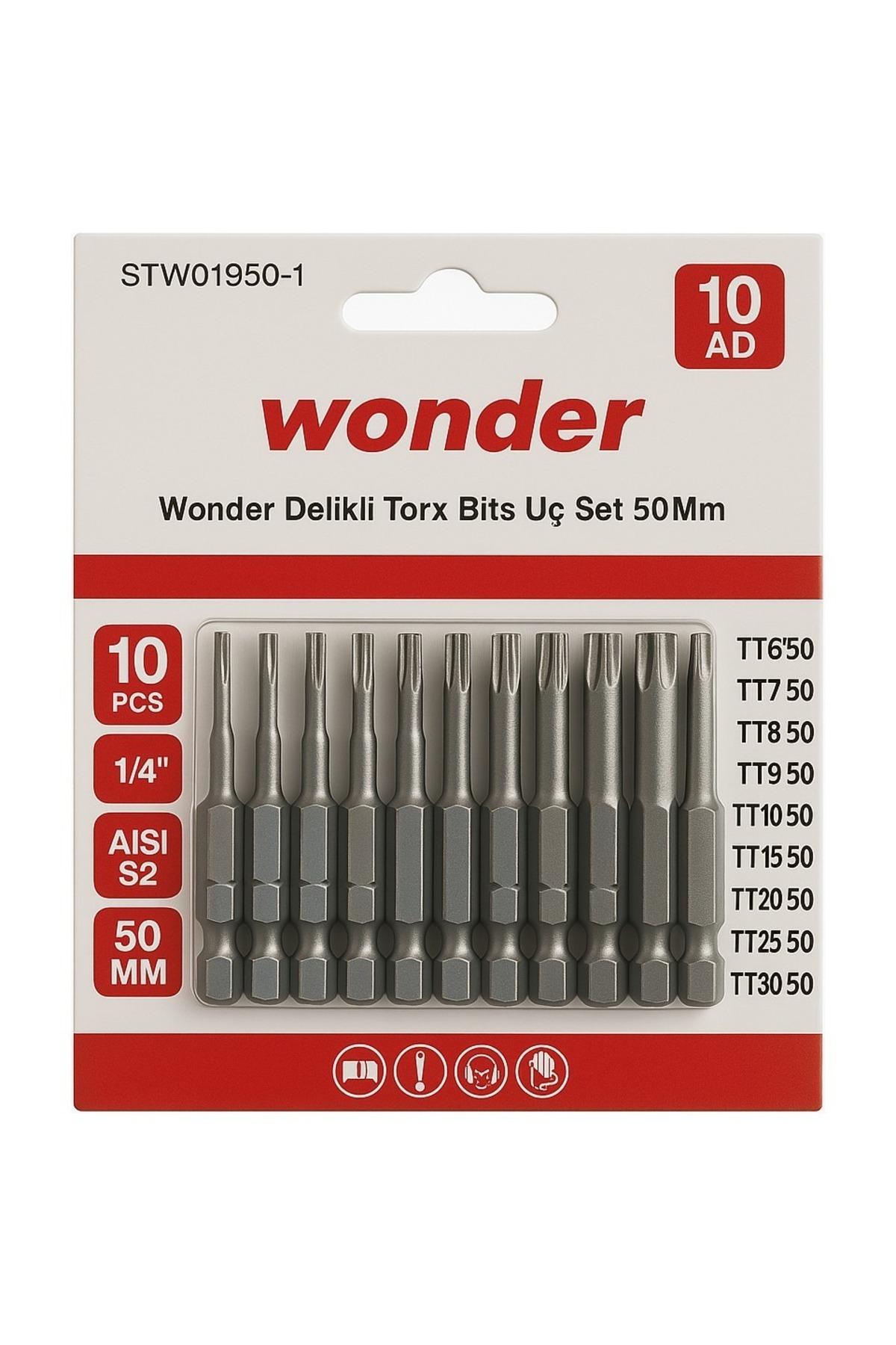 VONDER WONDER DELİKLİ TORX BİTS UÇ SETİ 50 MM (10-PARÇA)