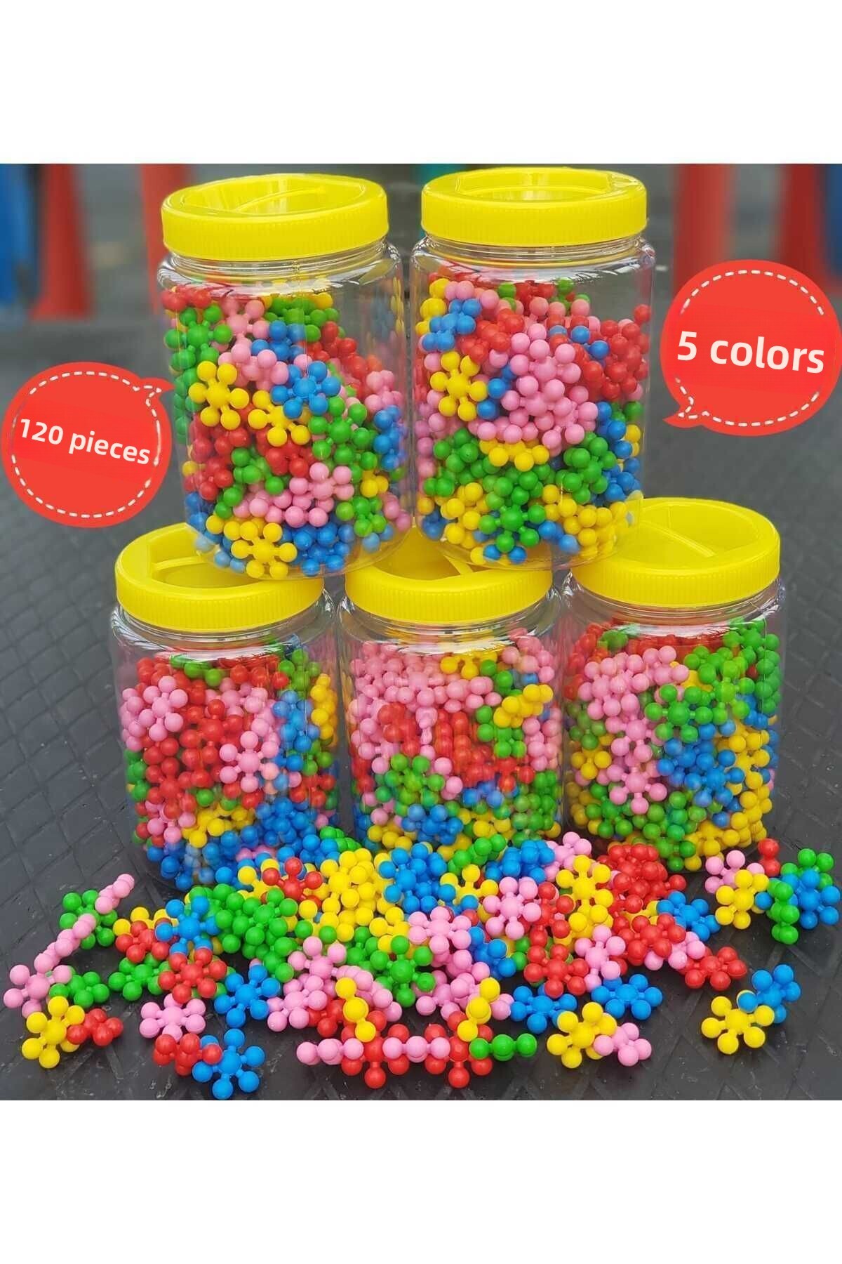 آموزشی مولکول خلاق استم، سازگار، ۵ رنگ، ۱۲۰ تکه، اسباب‌بازی آموزشی مولکول ۱۲۰ تکه