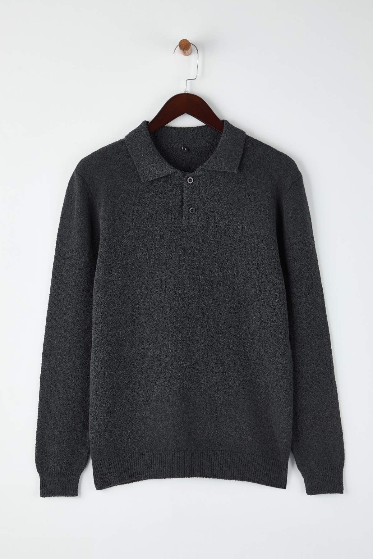 butcher products ニットポロ Trendyol Collection Anthracite Regular Polo Neck Textured Sweater