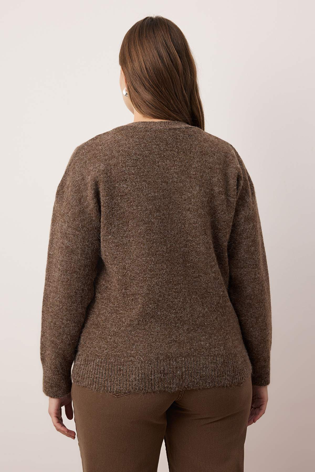 Trendyolmilla  Wardrobe Essentials Vizon Alpaka Yünü Karışımlı Basic Triko Hırka TBBAW26AV00037 - Görsel 4