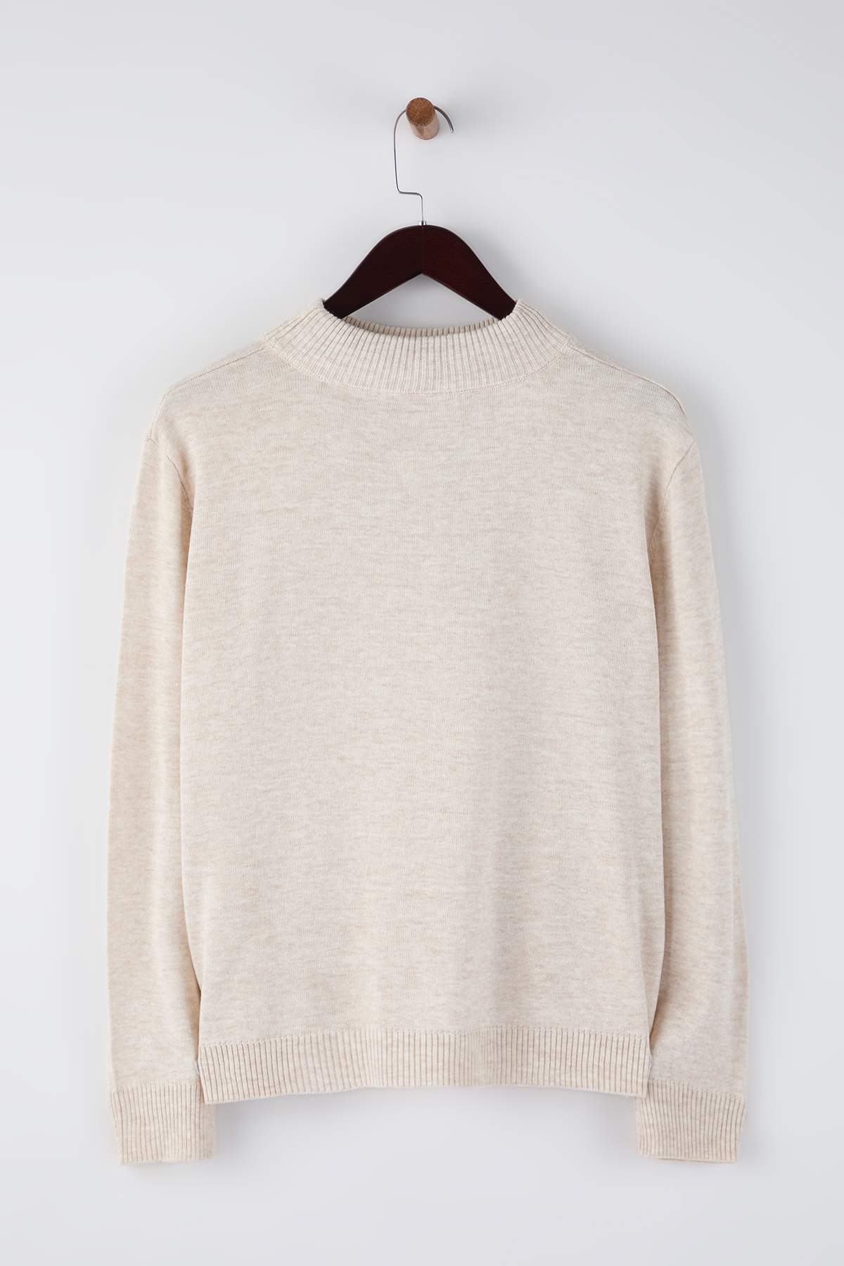 Trendyolmilla  Bej Fular Yaka Detaylı Triko Kazak TWOAW26KZ00271 - Görsel 6