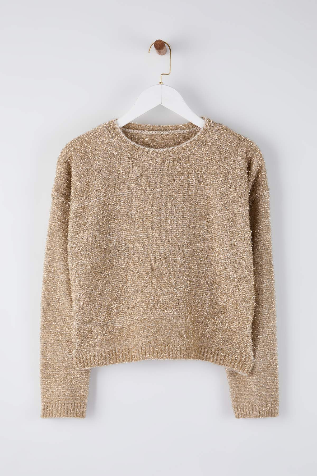 Trendyolmilla  Vizon Crop Simli İplik Triko Kazak TWOAW26KZ00270 - Görsel 5