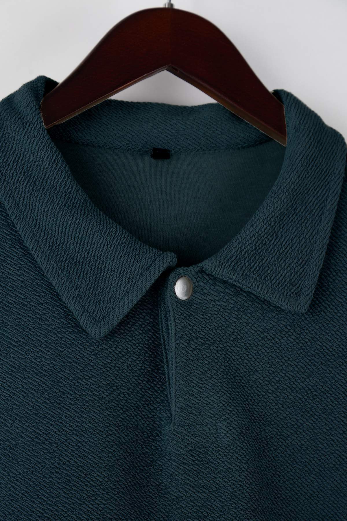 Trendyolmilla  Petrol Yeşili Yeni Oversize/Geniş Kesim Polo Yaka Kalın Çıtçıtlı Sweatshirt TMNAW26SW00051 - Görsel 7