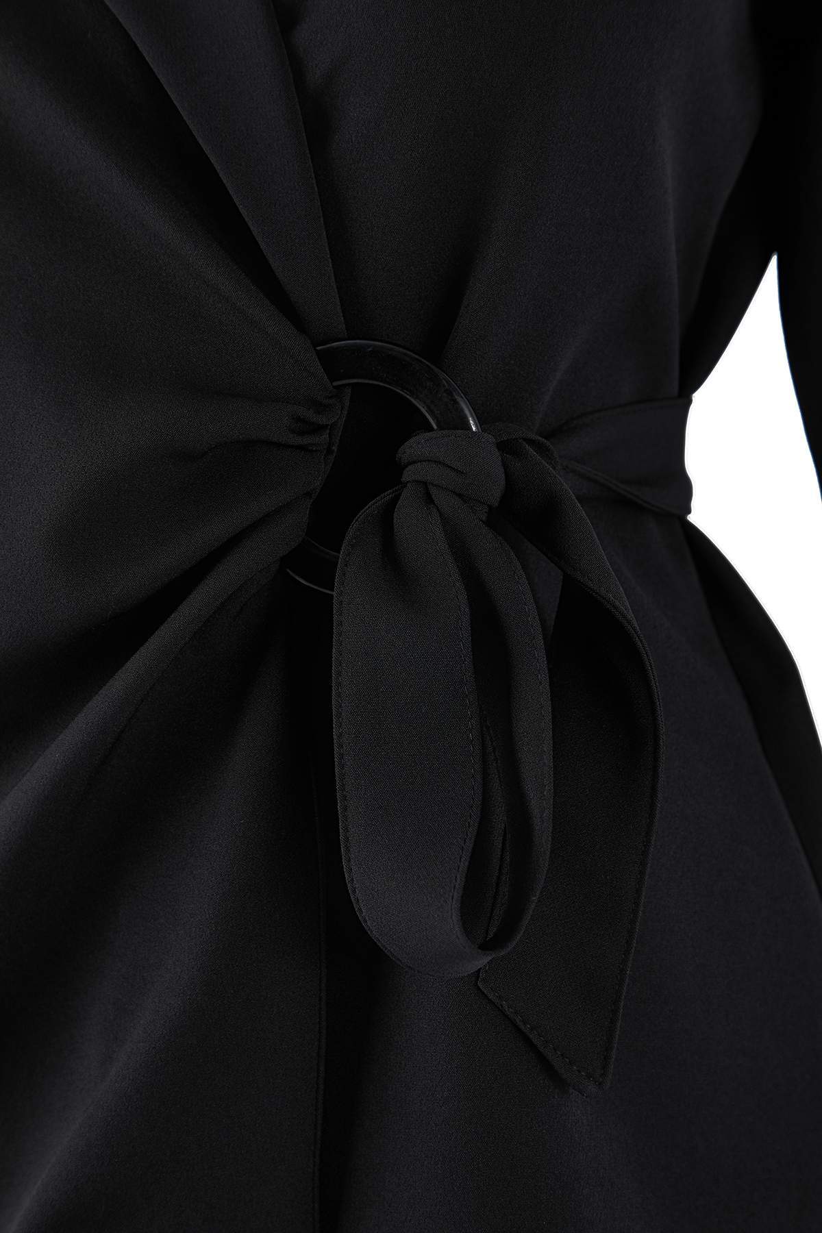 Trendyolmilla  Siyah Kruvaze Bluz Pantolon Dokuma Alt - Üst Takım TWOAW26AU00113 - Görsel 6