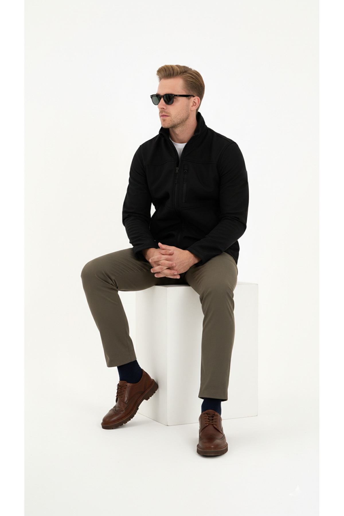 Erkek Softshell Mont İçi Polarlı Su Rüzgar Geçirmez Kışlık Outdoor Mont — مشکی — تصویر 7 از 8