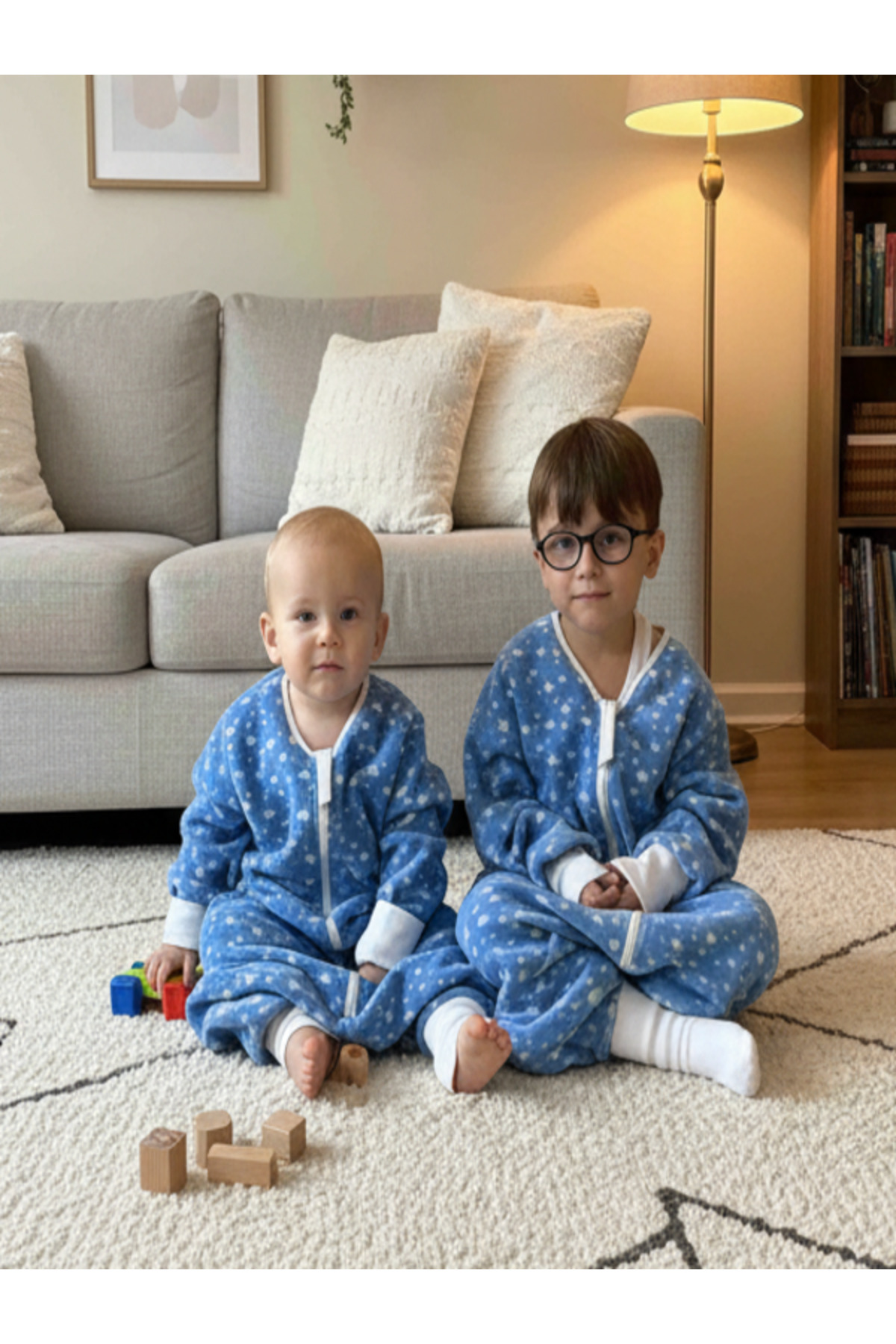 yorni Uzun Kollu Çift Taraflı Fermuarlı Mikro Polar Bebek Çocuk Uyku Tulumu fotoğrafı 2 (önizleme)