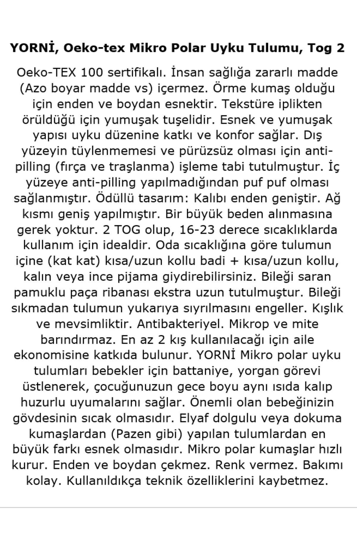 yorni Uzun Kollu Çift Taraflı Fermuarlı Mikro Polar Bebek Çocuk Uyku Tulumu fotoğrafı 7 (önizleme)