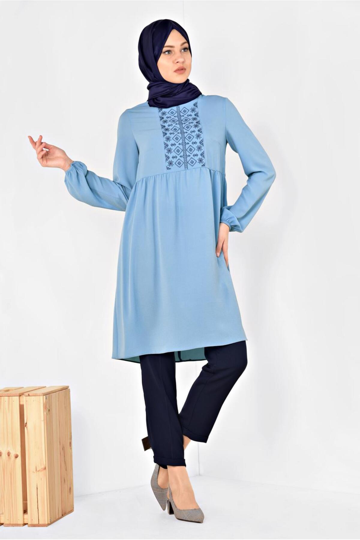 آلوینا تونیک آستین بادکنکی طرح‌دار قومی ۴۱۷۴