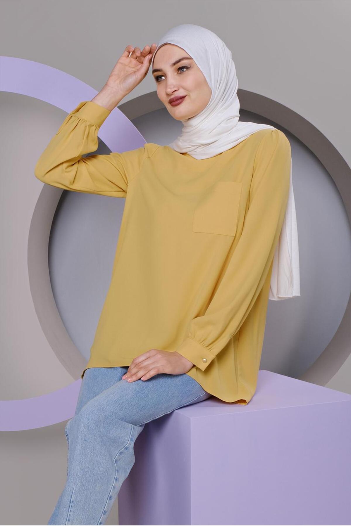 آلوینا تونیک یقه گرد جیب دار ۴۰۷۳۲